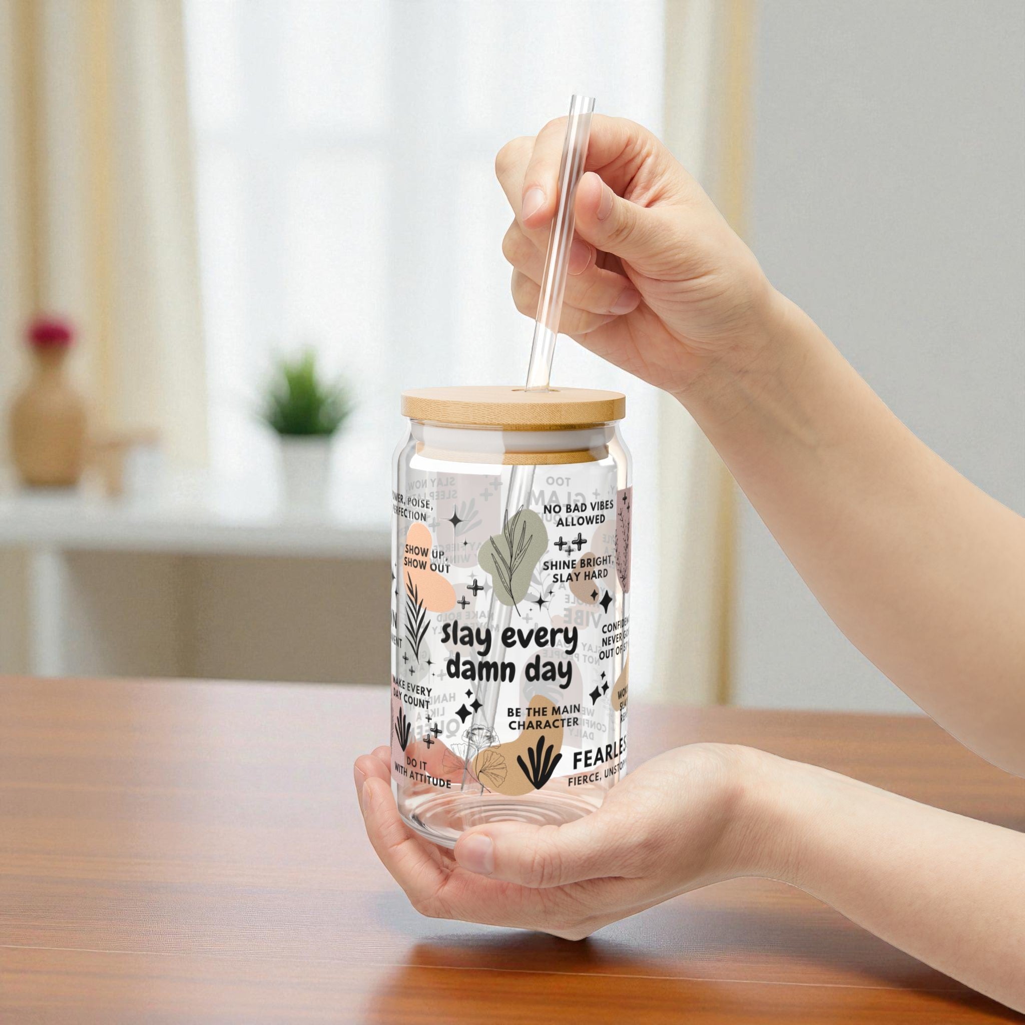 Slay Every Damn Day Glass Tumbler; 16oz