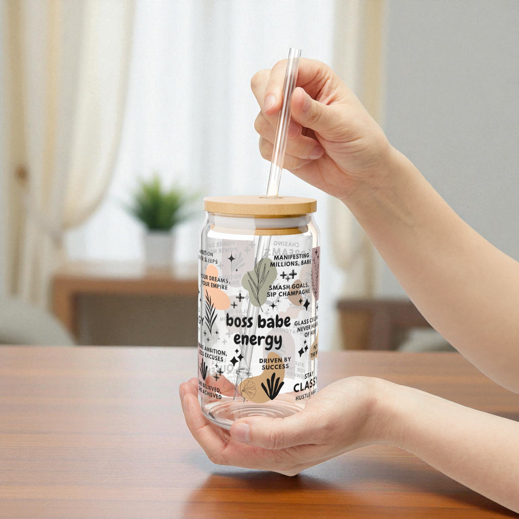 Boss Babe Sipper Glass; 16oz – Motivational Drinkware for Women, Gift for Her