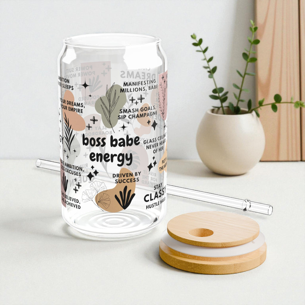 Boss Babe Sipper Glass; 16oz – Motivational Drinkware for Women, Gift for Her