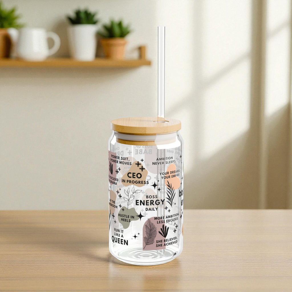 Boss Babe Sipper Glass; 16oz – Motivational Drinkware for Women, Gift for Her