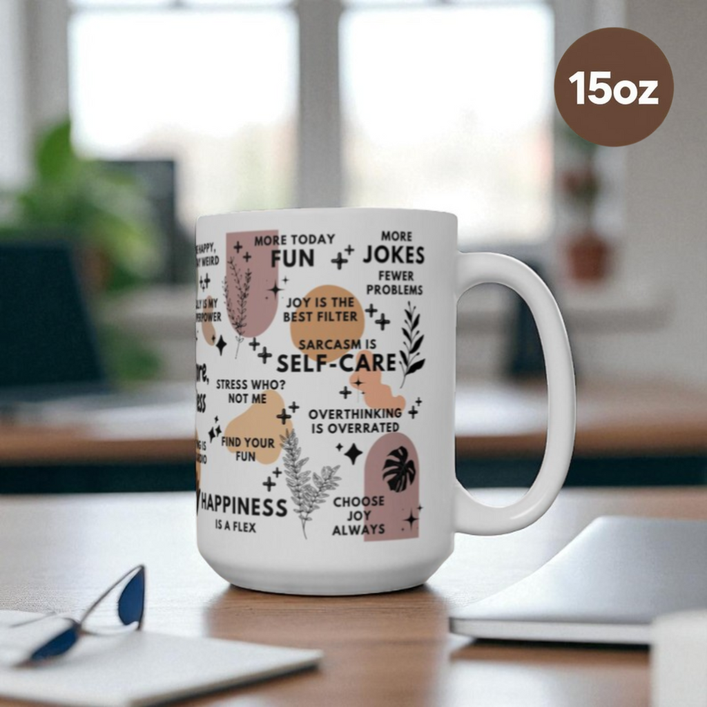 Laugh More Worry Less Mug; 11oz/15oz