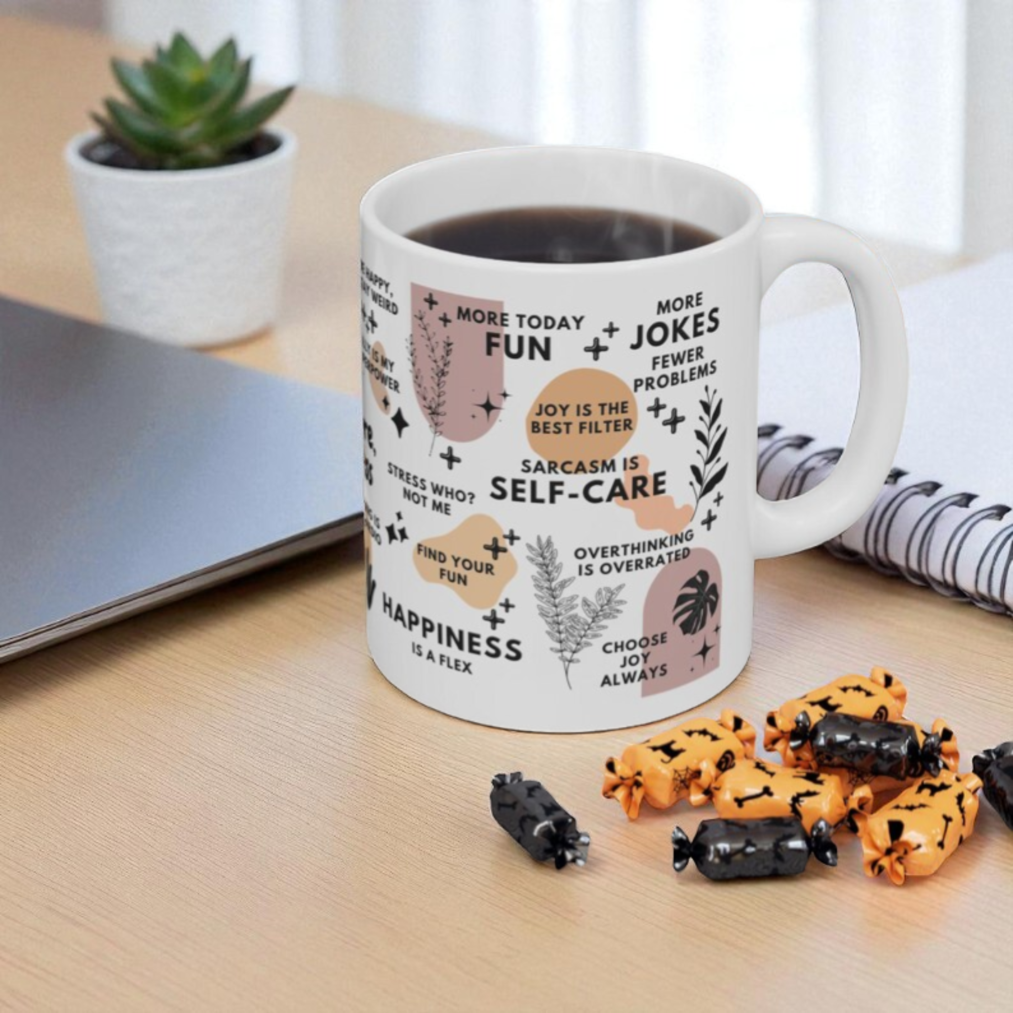 Laugh More Worry Less Mug; 11oz/15oz