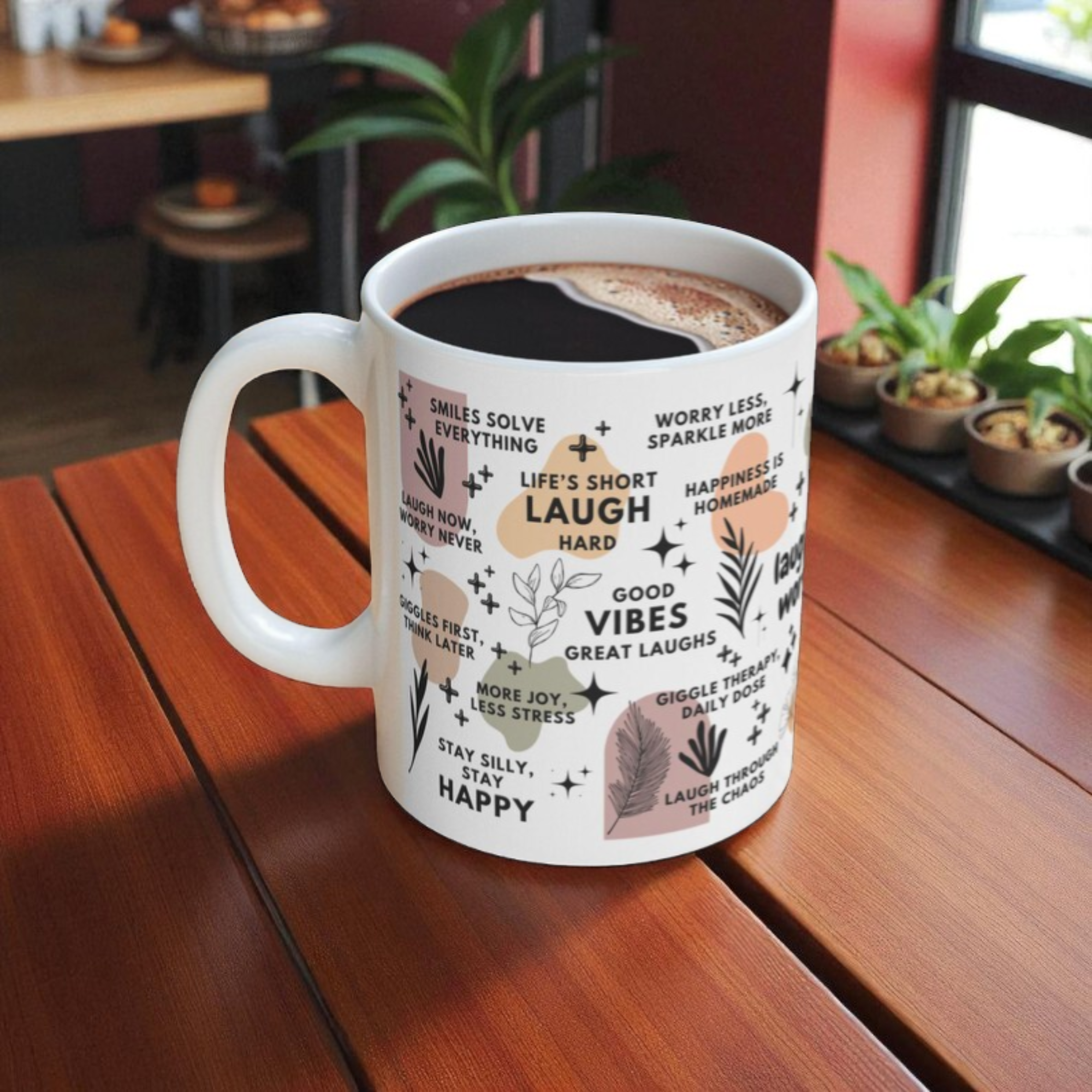 Laugh More Worry Less Mug; 11oz/15oz