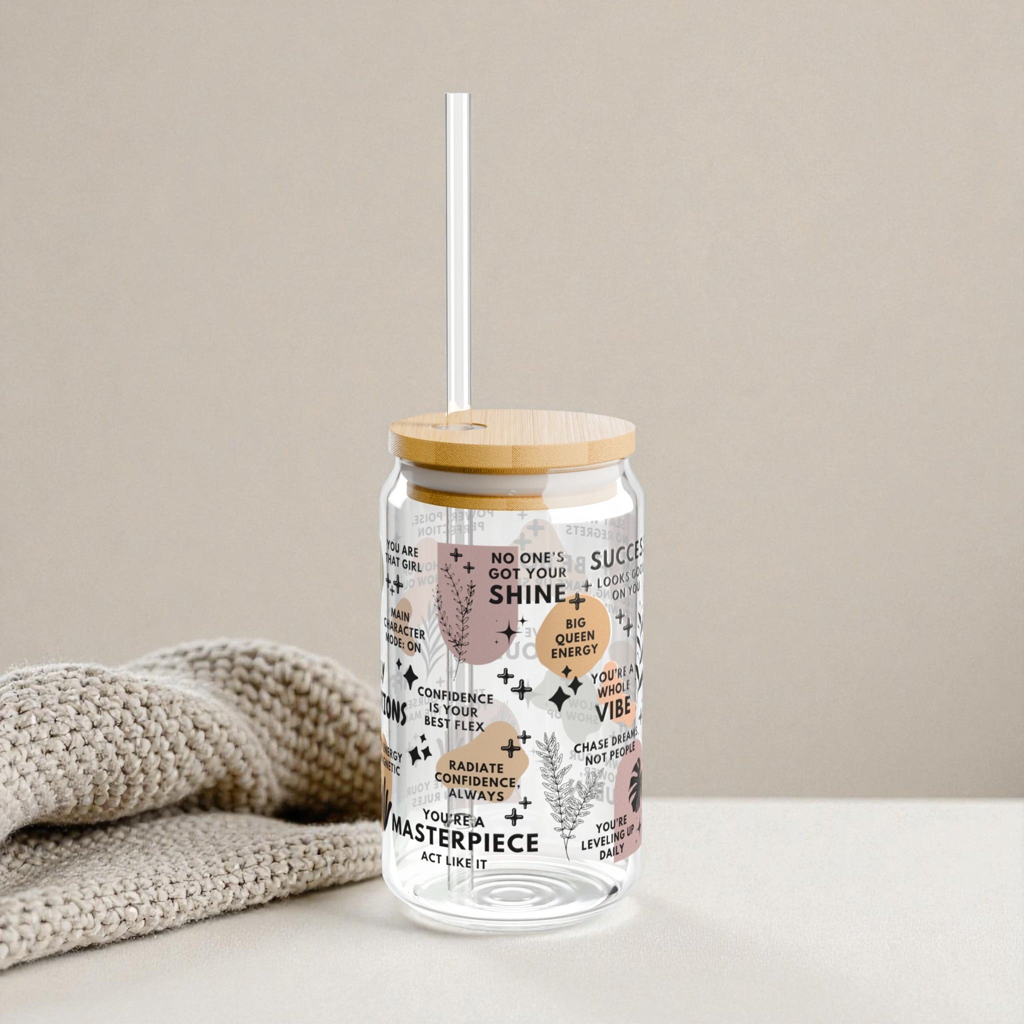 Daily Affirmations Glass Tumbler; 16oz