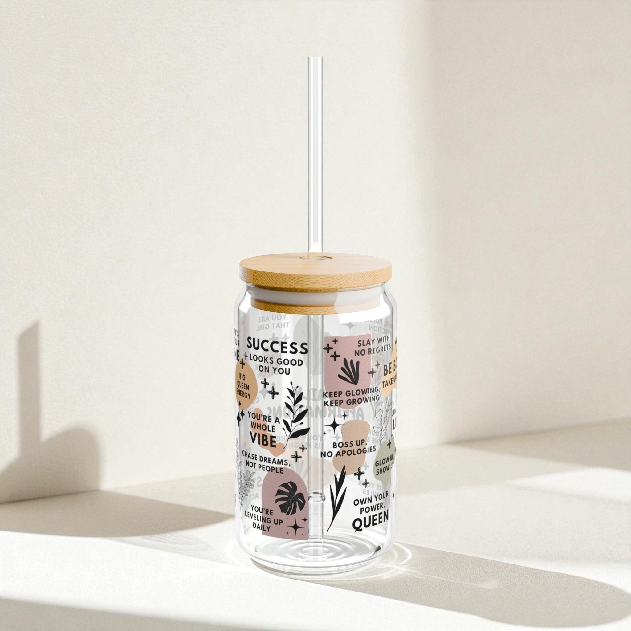 Daily Affirmations Glass Tumbler; 16oz