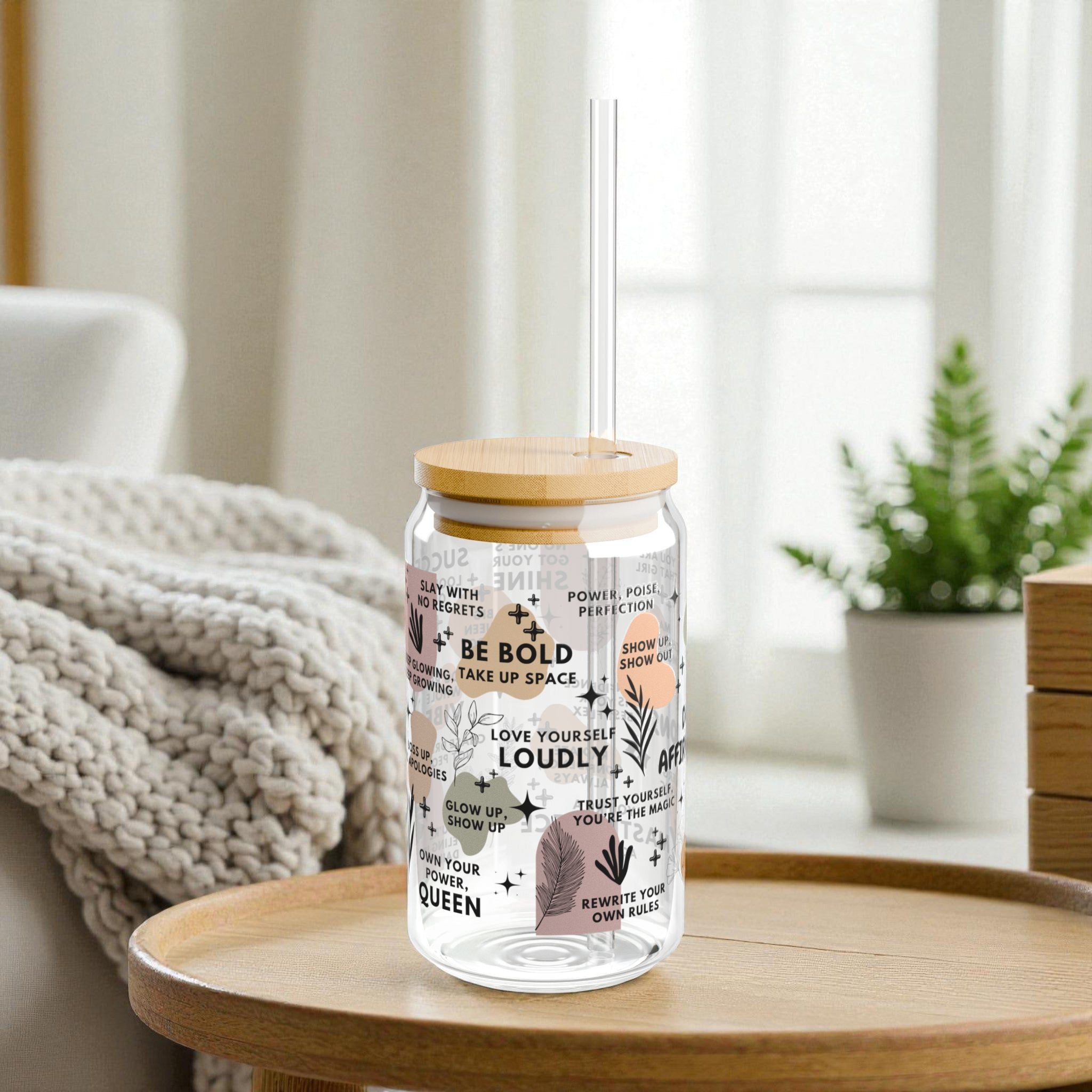 Daily Affirmations Glass Tumbler; 16oz