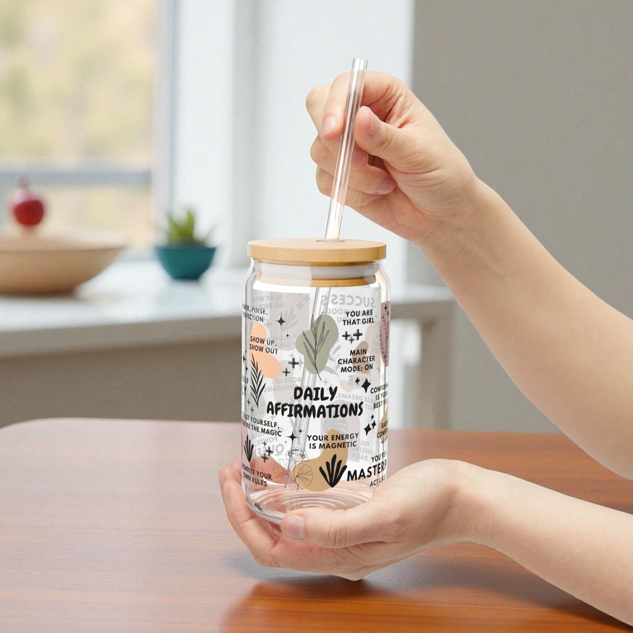 Daily Affirmations Glass Tumbler; 16oz