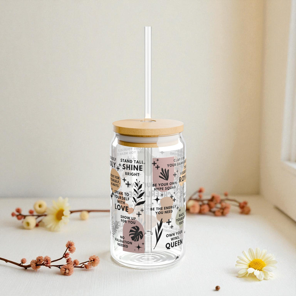 Be Your Own Cheerleader Sipper Glass; 16oz – Motivational Drinkware for Women