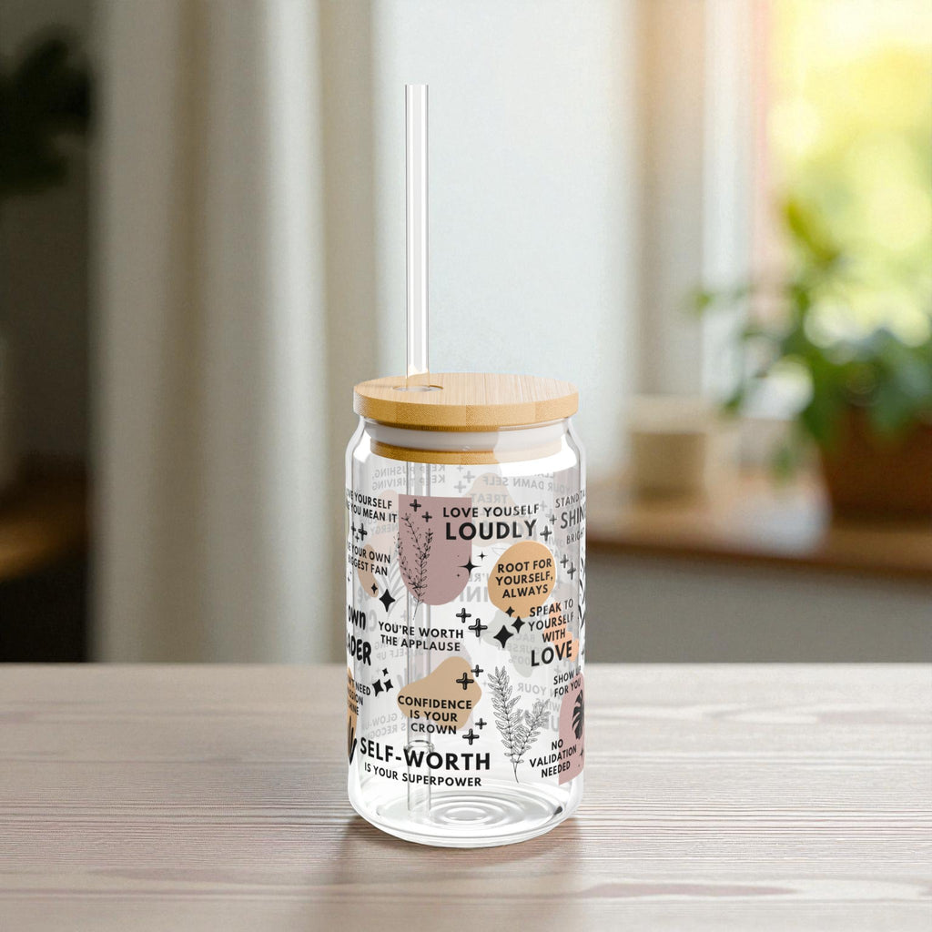 Be Your Own Cheerleader Sipper Glass; 16oz – Motivational Drinkware for Women