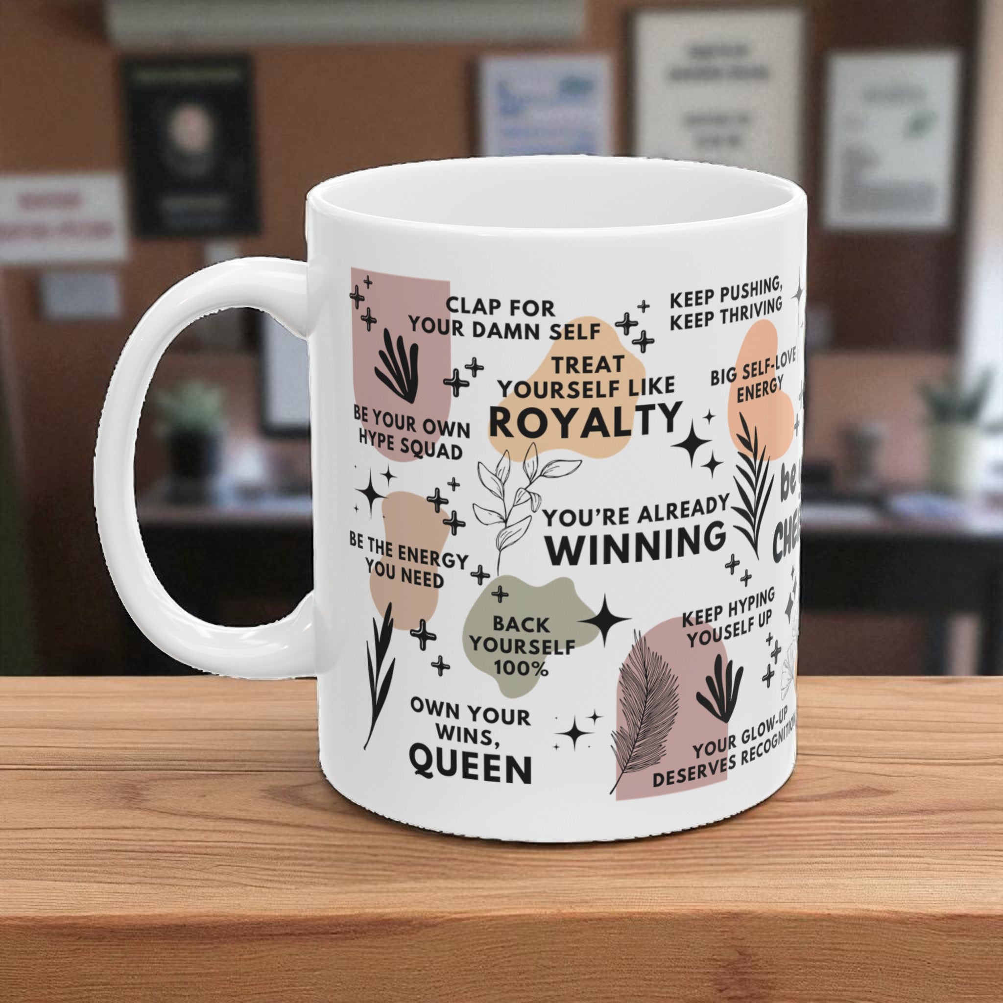 Be Your Own Cheerleader Mug; 11oz/15oz – Motivational Coffee Cup for Women