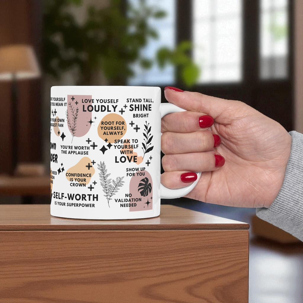 Be Your Own Cheerleader Mug; 11oz/15oz – Motivational Coffee Cup for Women