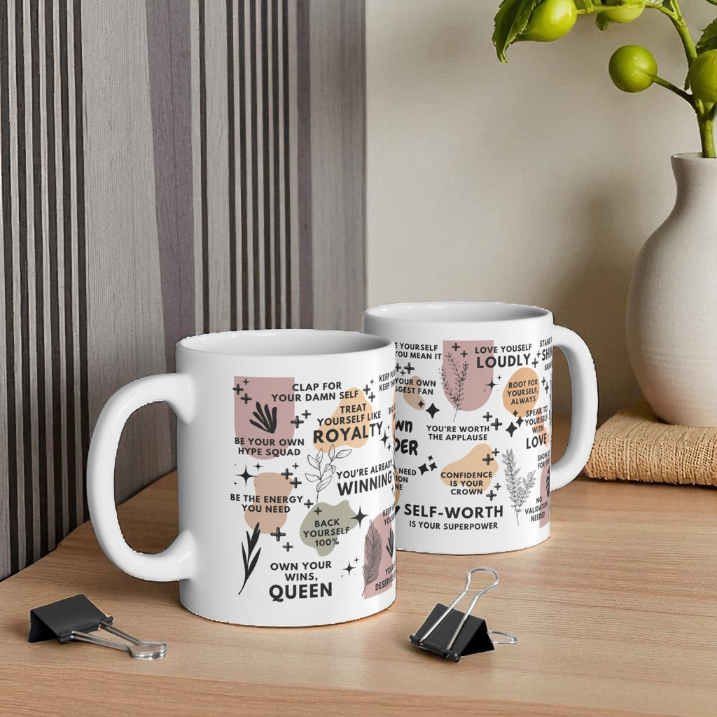 Be Your Own Cheerleader Mug; 11oz/15oz – Motivational Coffee Cup for Women