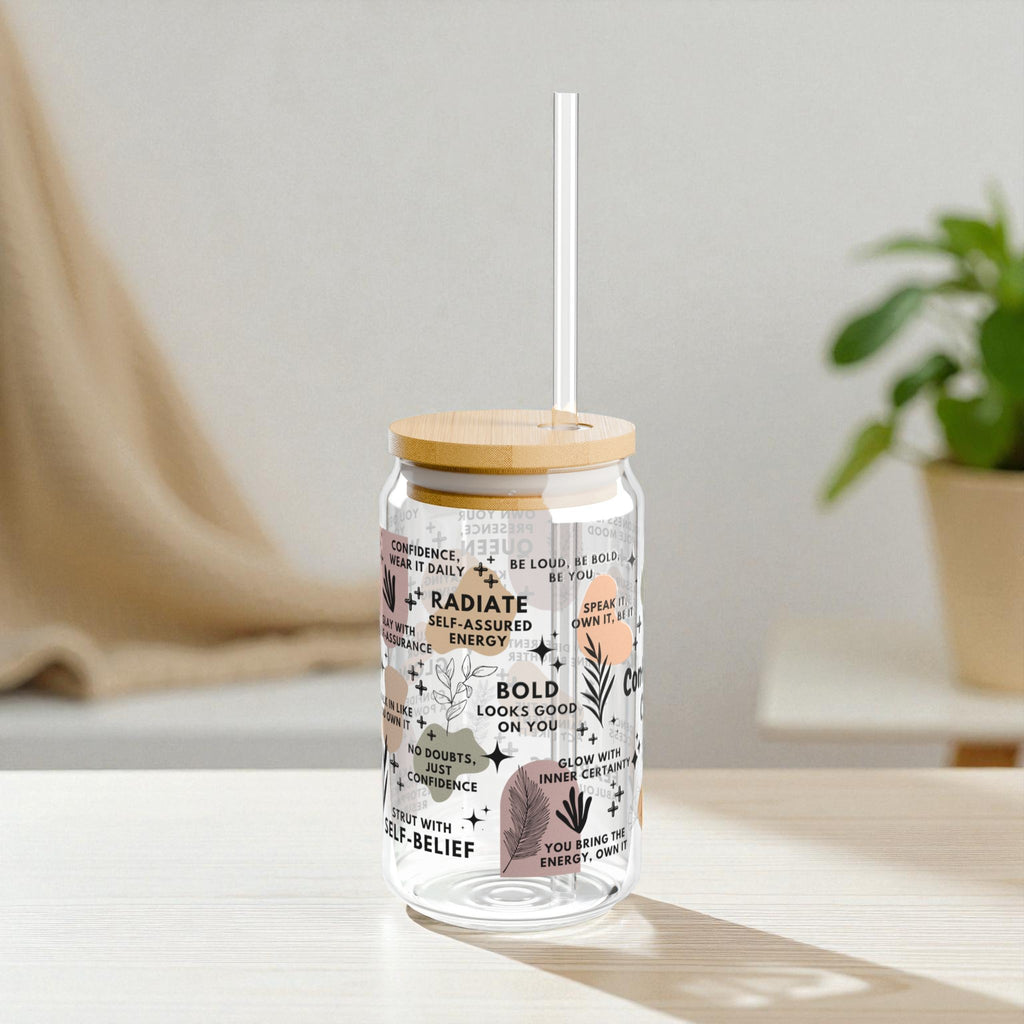 Confidence Club Sipper Glass; 16oz – Motivational Drinkware for Women