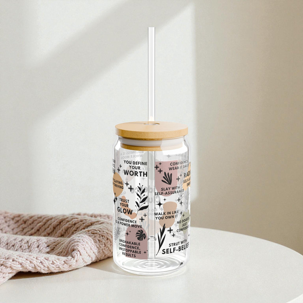 Confidence Club Sipper Glass; 16oz – Motivational Drinkware for Women