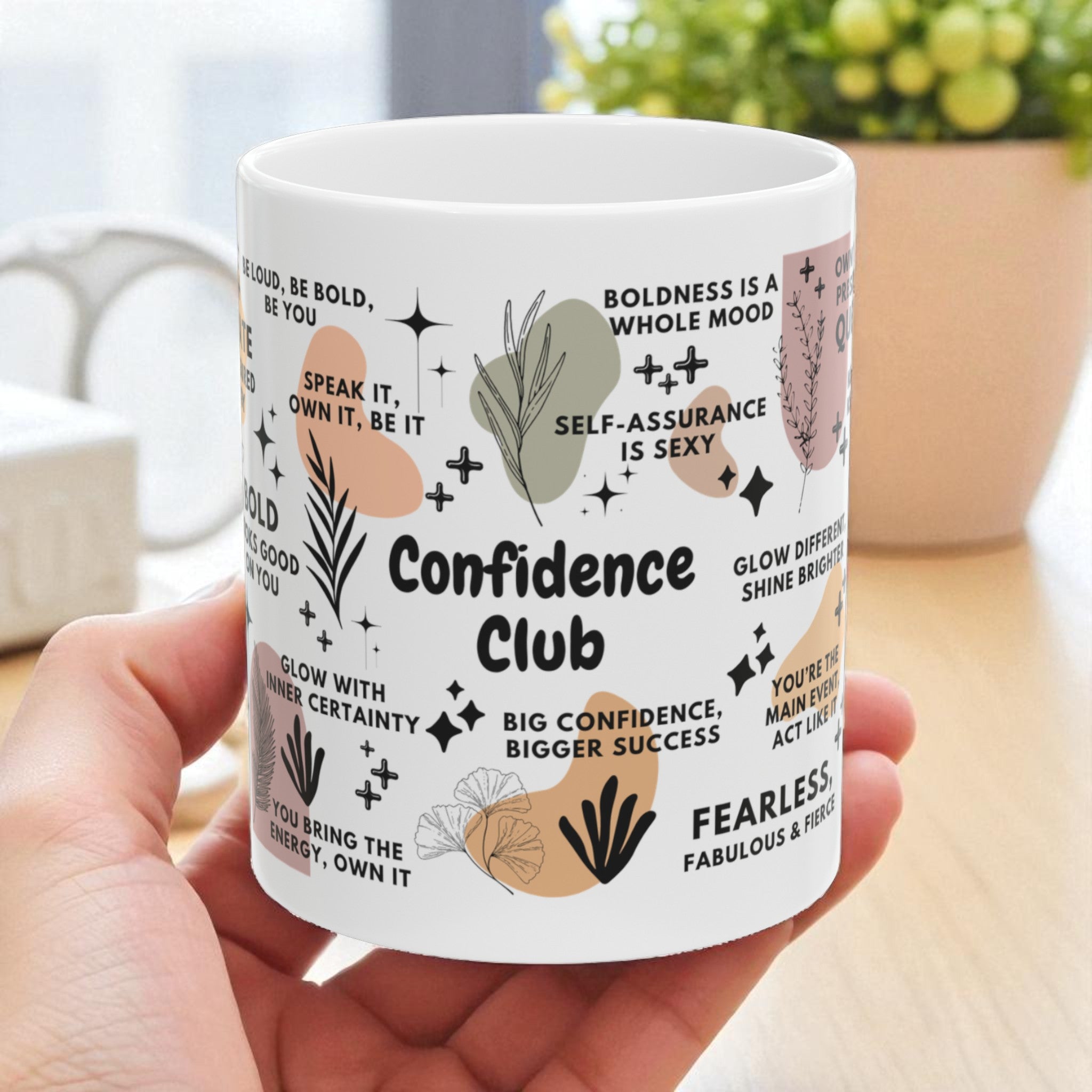 Confidence Club Mug; 11oz/15oz – Motivational Coffee Cup for Women
