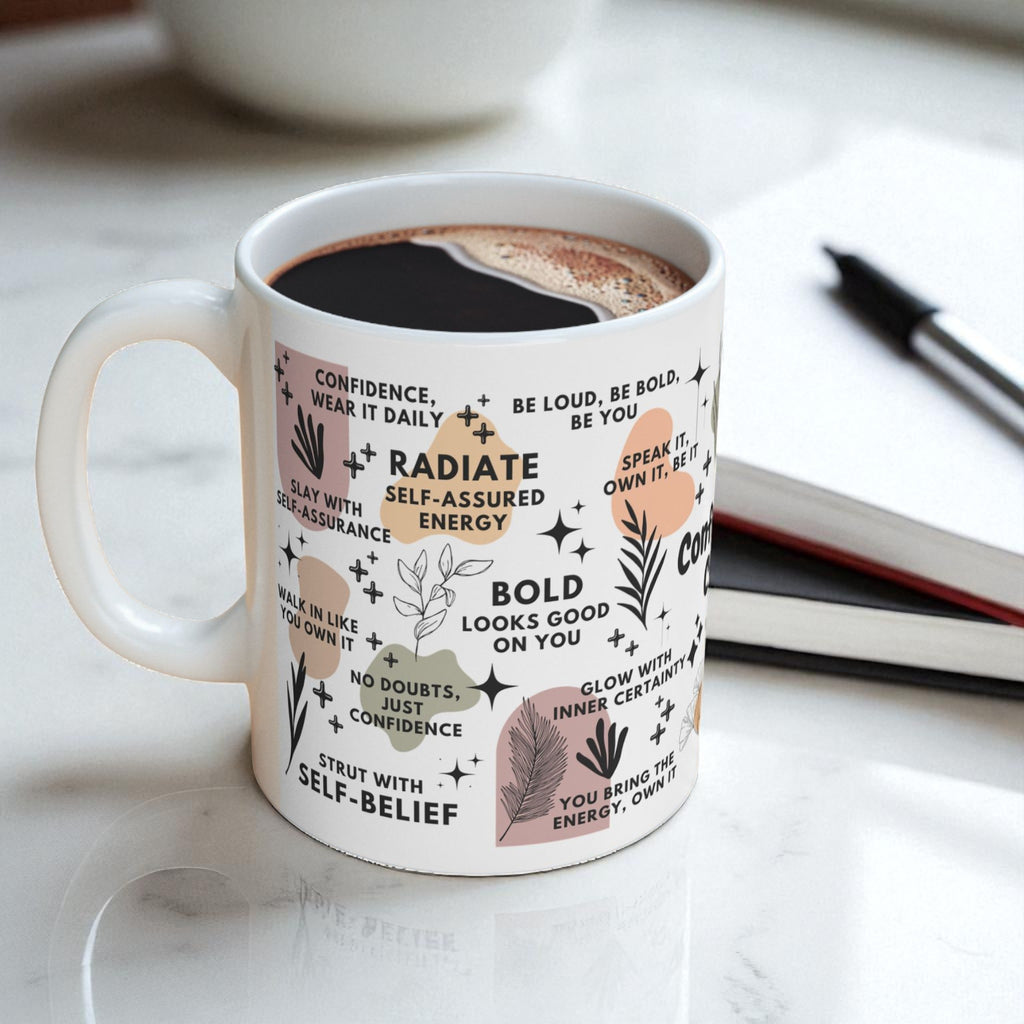 Confidence Club Mug; 11oz/15oz – Motivational Coffee Cup for Women