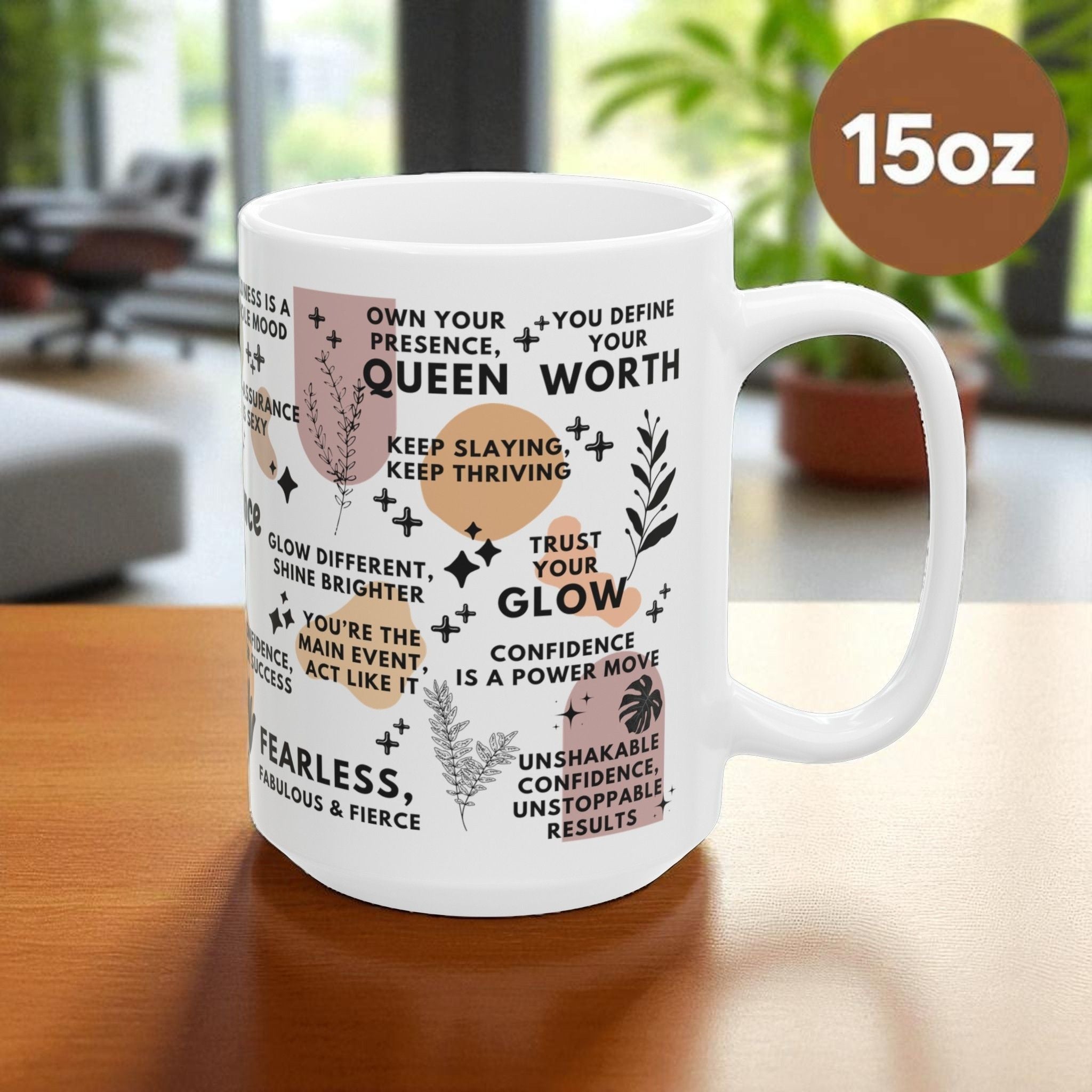 Confidence Club Mug; 11oz/15oz – Motivational Coffee Cup for Women