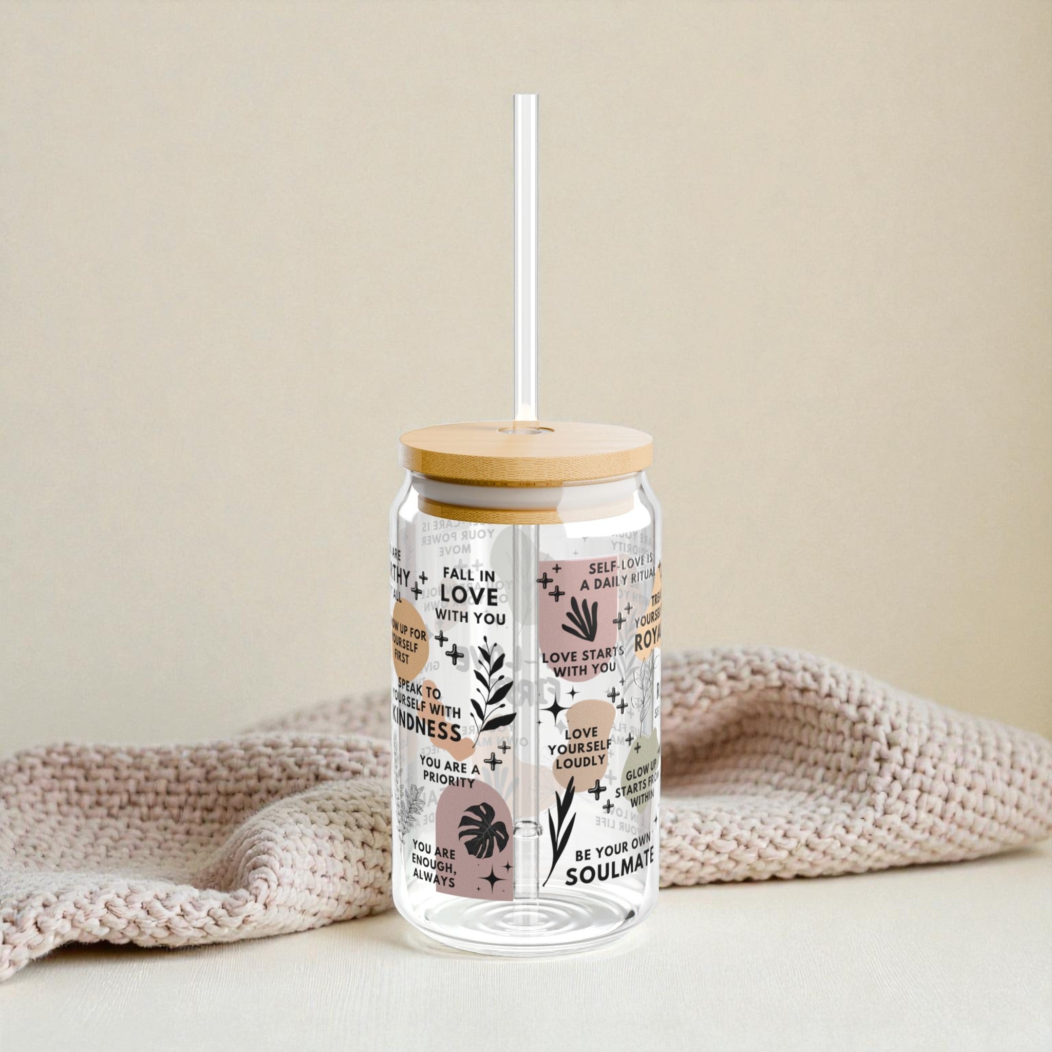 Self-Love First Glass Tumbler; 16oz