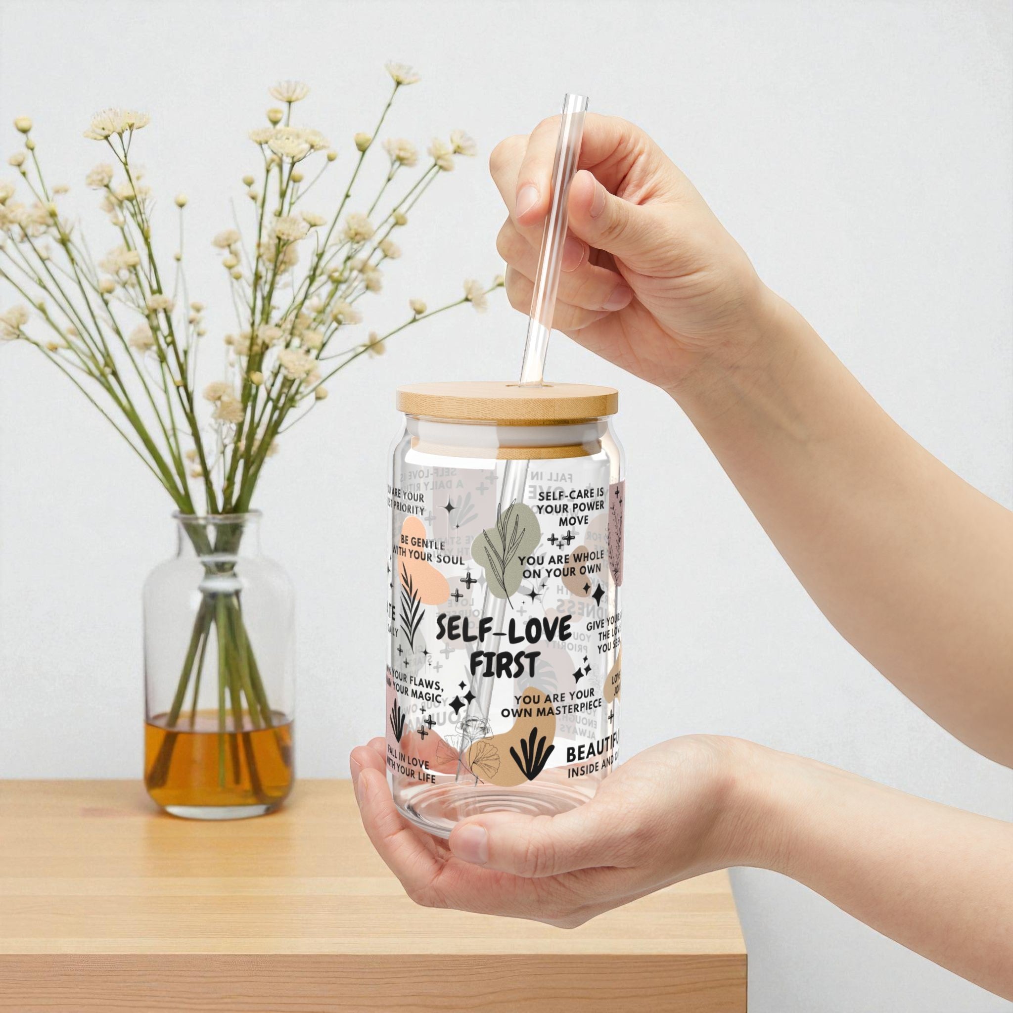 Self-Love First Glass Tumbler; 16oz
