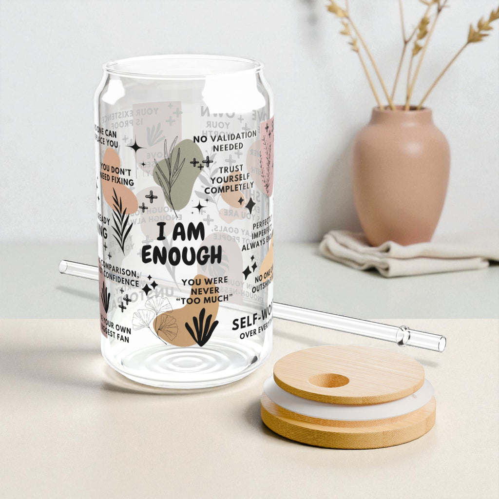 I Am Enough Glass Tumbler; 16oz
