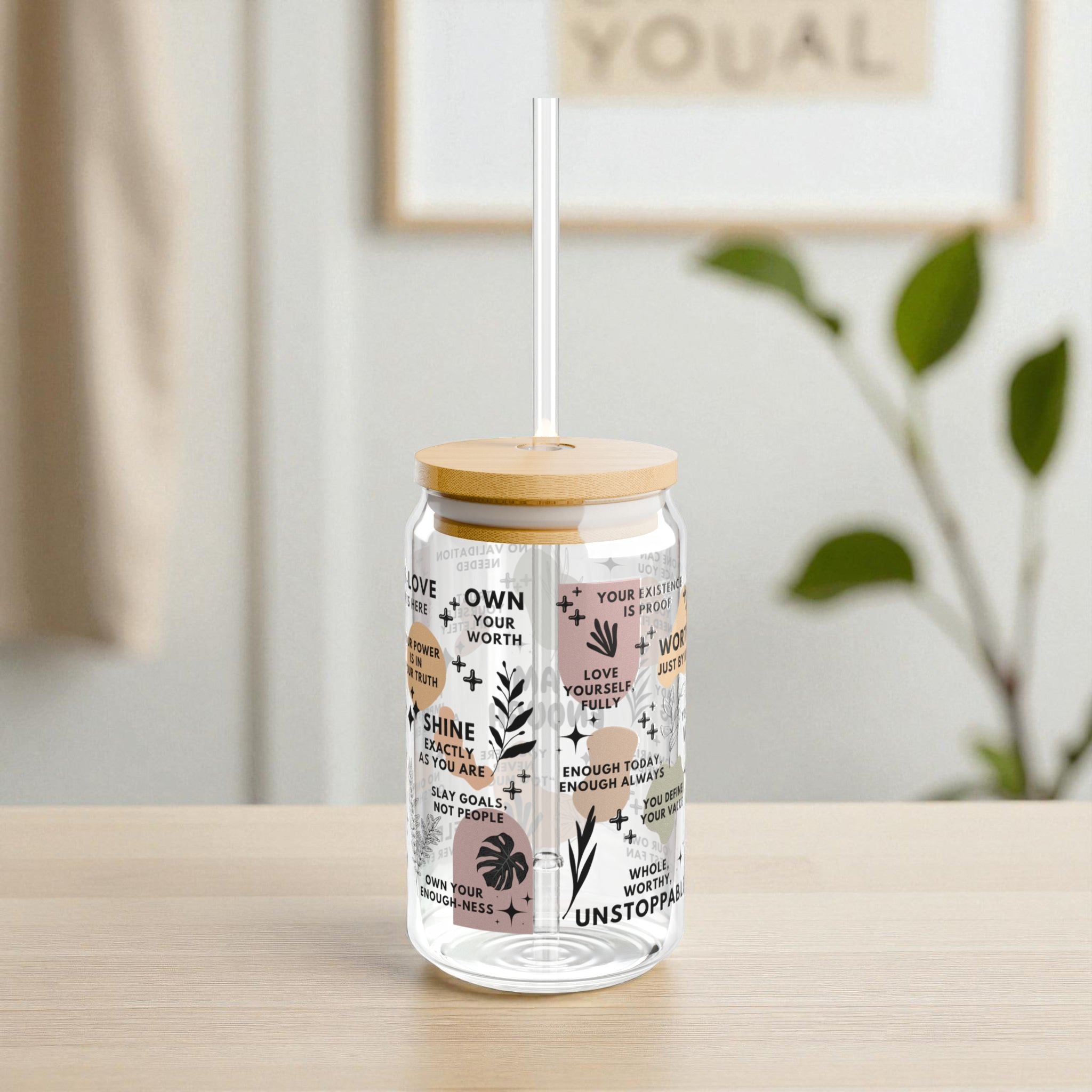 I Am Enough Glass Tumbler; 16oz