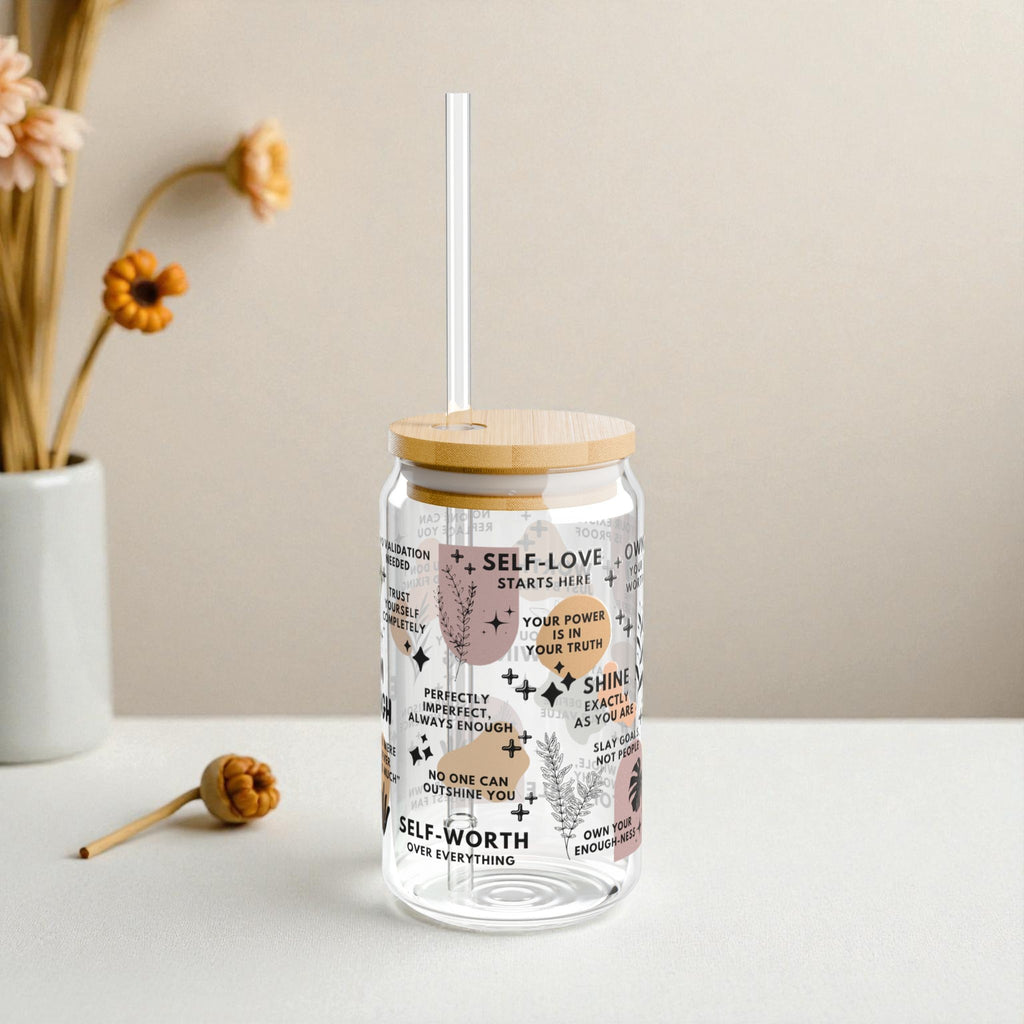 I Am Enough Glass Tumbler; 16oz