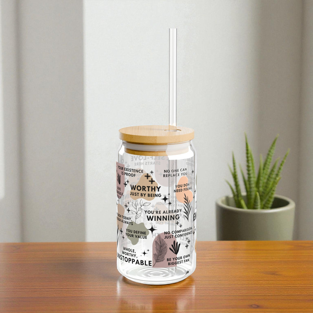 I Am Enough Glass Tumbler; 16oz