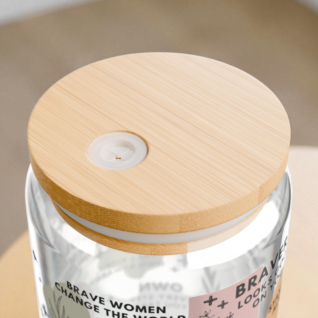 Bold Brave Beautiful Sipper Glass; 16oz – Inspirational Drinkware for Women