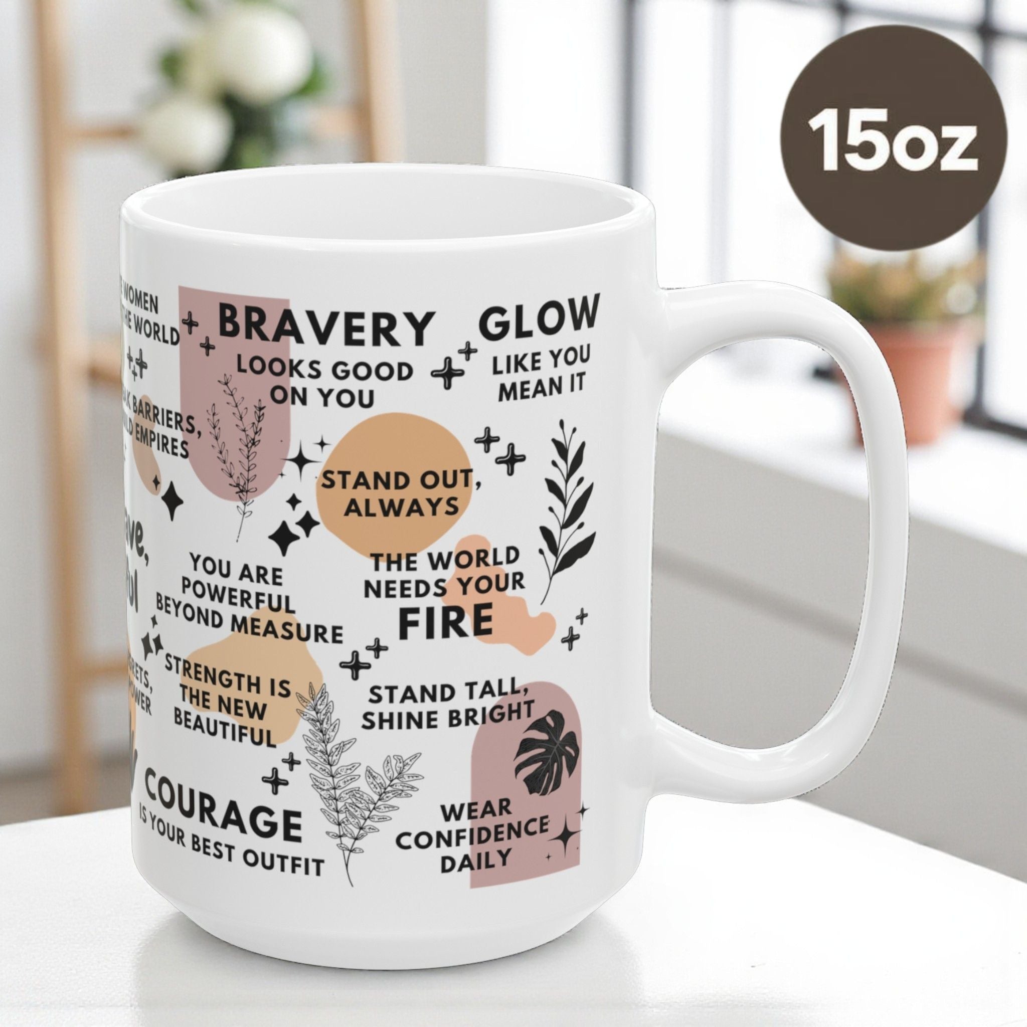 Bold Brave Beautiful Mug; 11oz/15oz – Inspirational Coffee Cup for Women