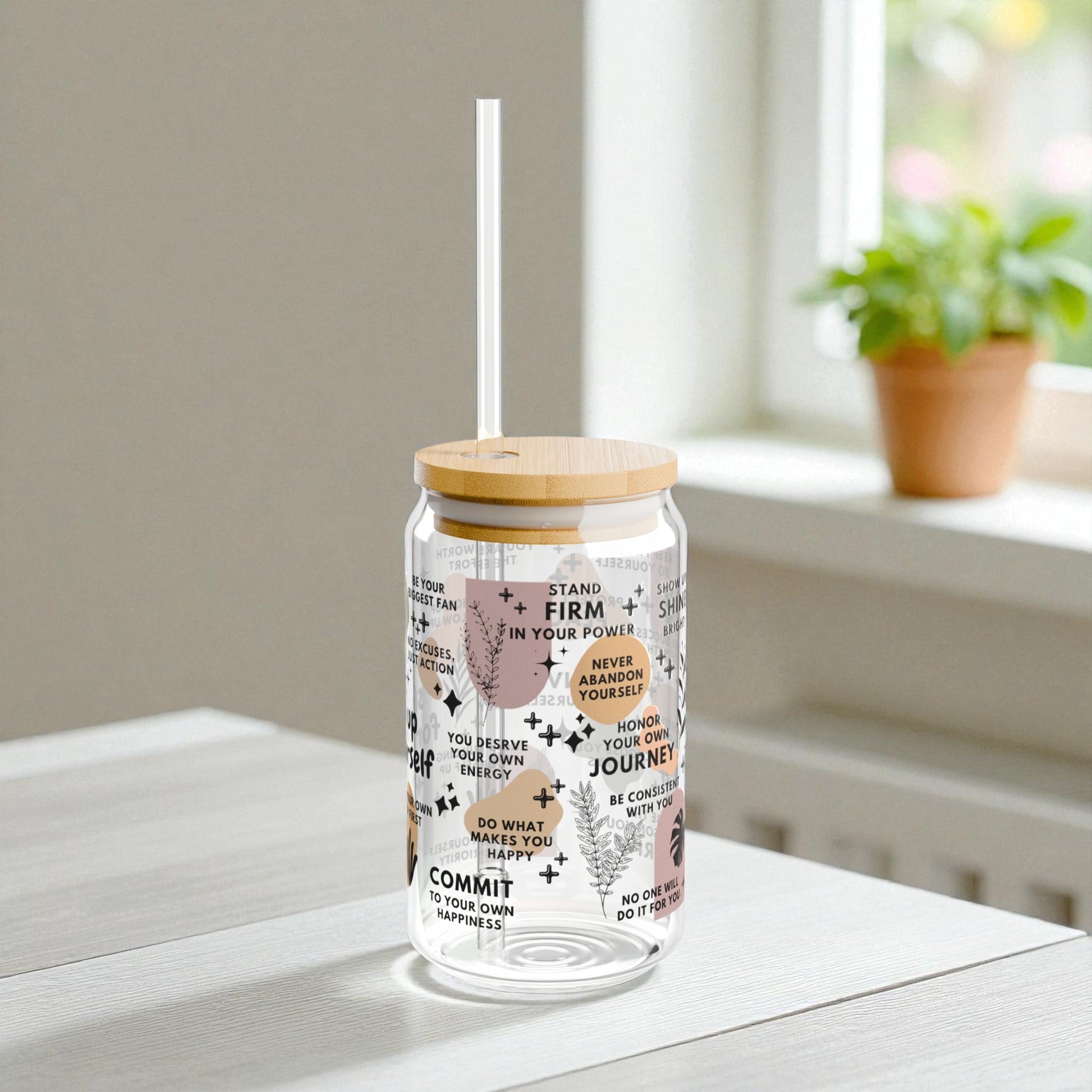 Show Up for Yourself Glass Tumbler; 16oz
