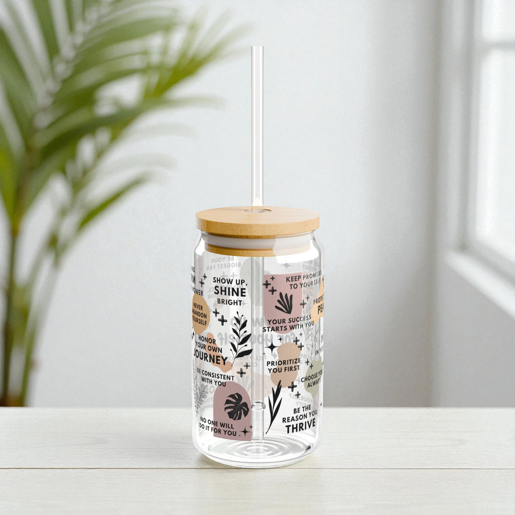 Show Up for Yourself Glass Tumbler; 16oz