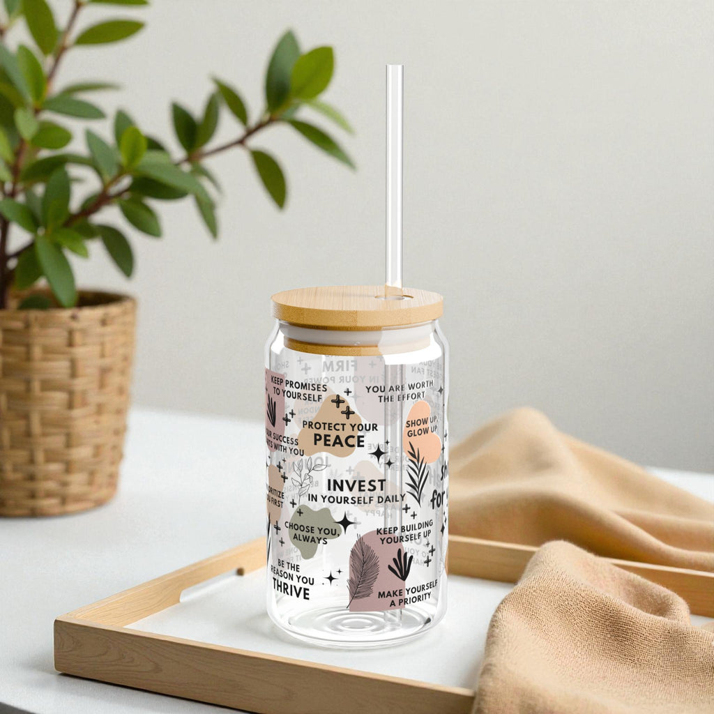 Show Up for Yourself Glass Tumbler; 16oz