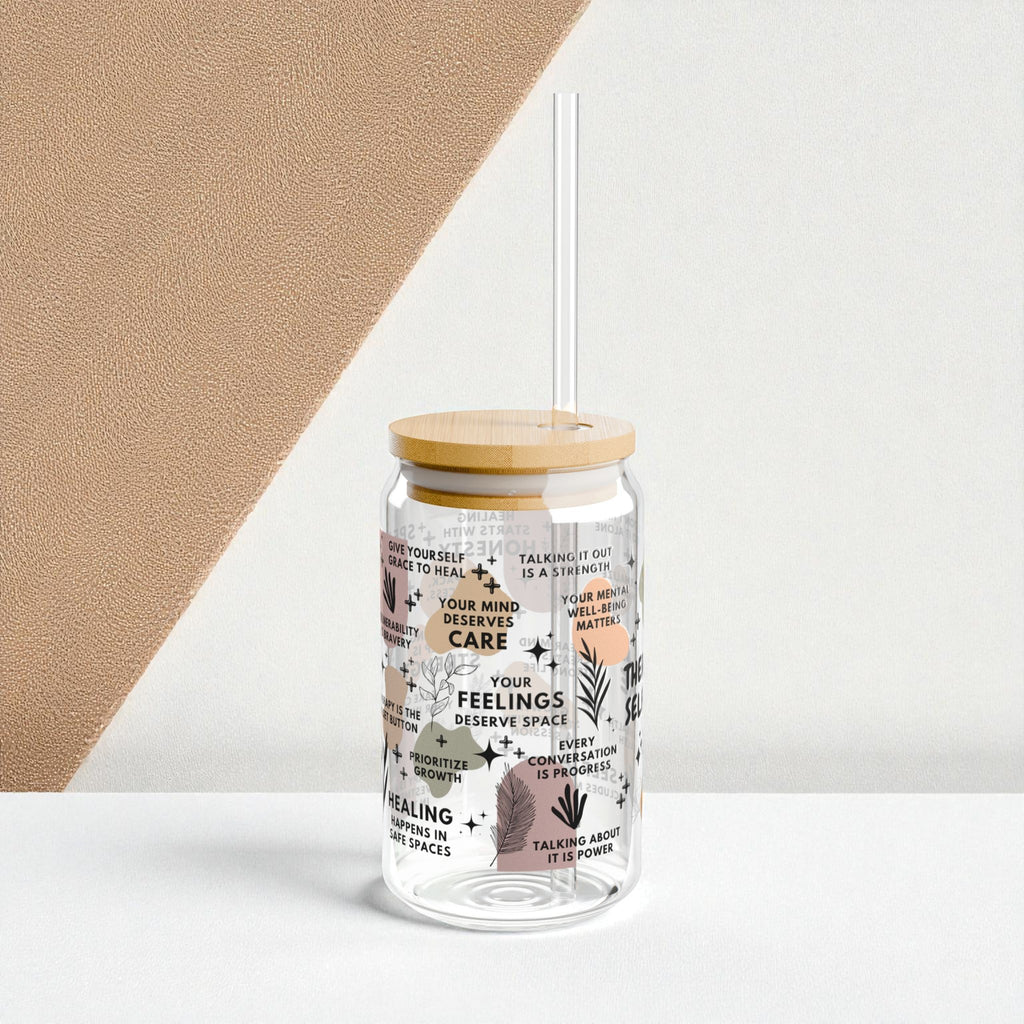 Therapy Is Self-Care Glass Tumbler; 16oz