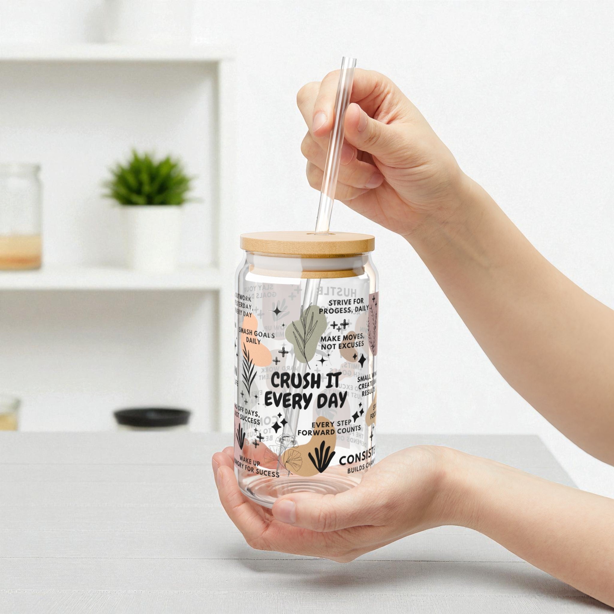Crush It Every Day Glass Tumbler; 16oz