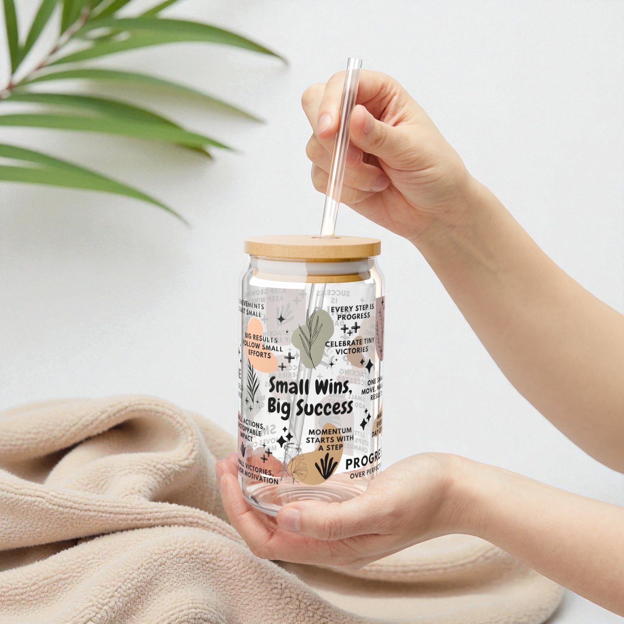 Small Wins Big Success Glass Tumbler; 16oz