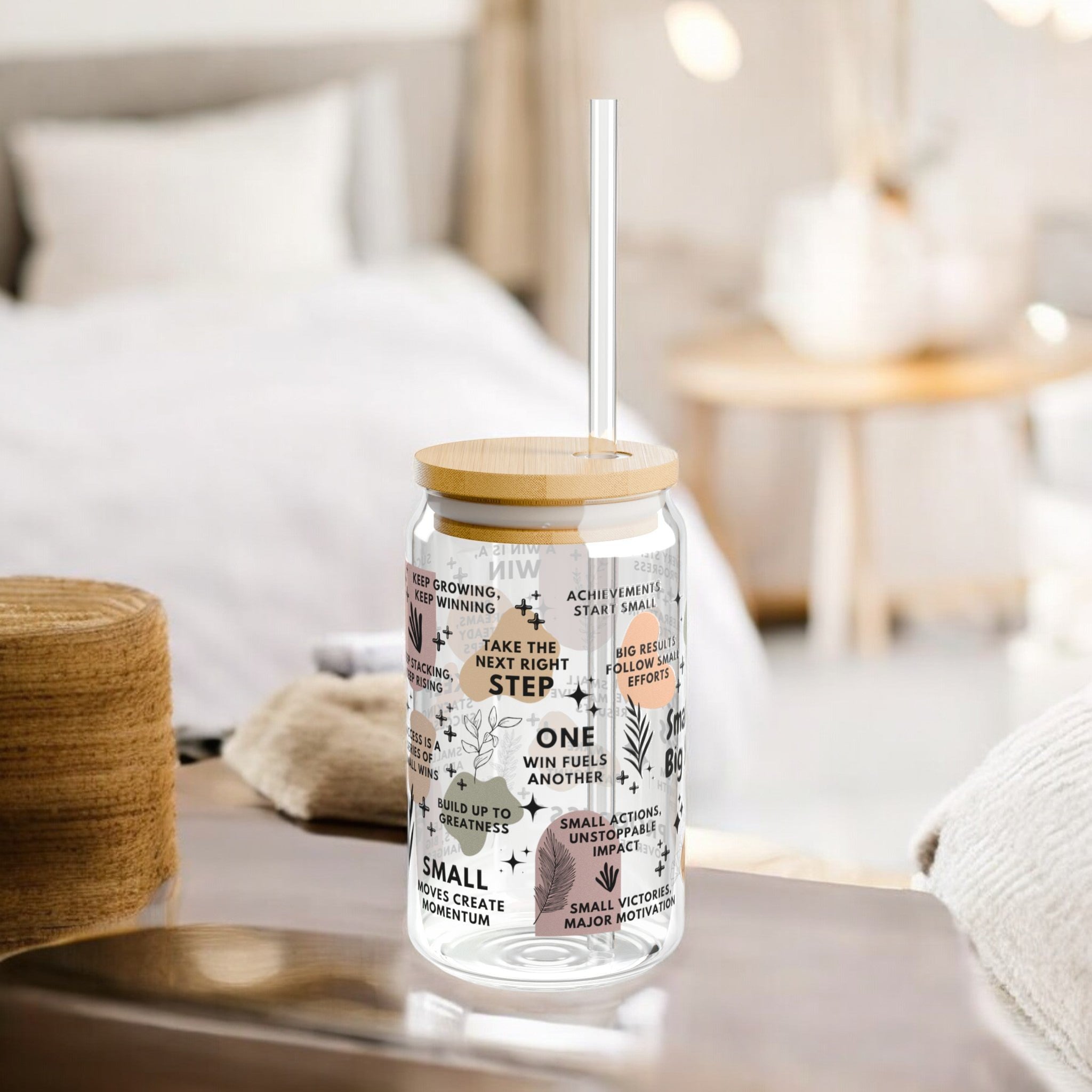 Small Wins Big Success Glass Tumbler; 16oz