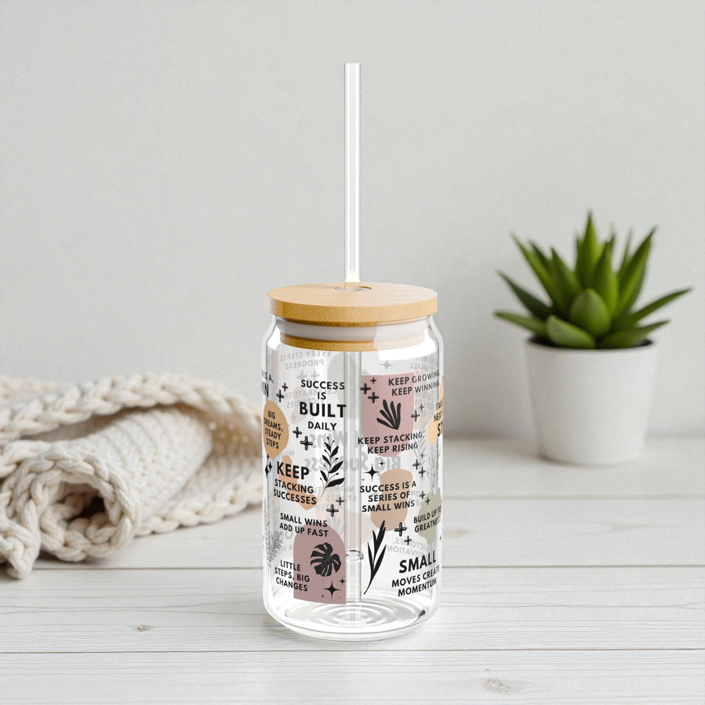 Small Wins Big Success Glass Tumbler; 16oz