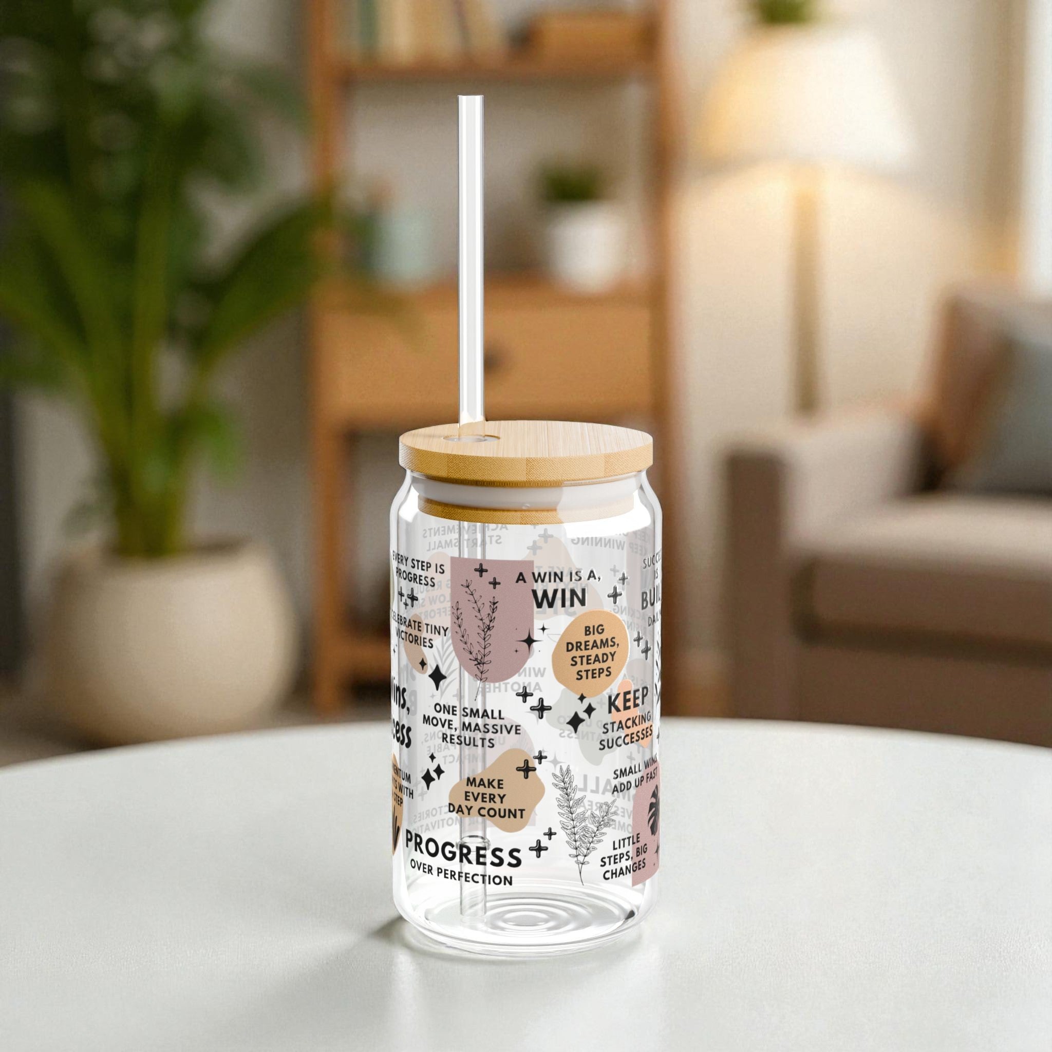 Small Wins Big Success Glass Tumbler; 16oz