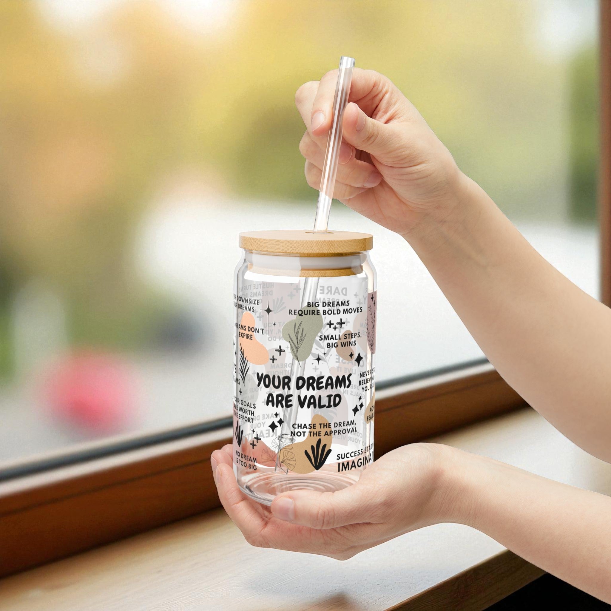 Your Dreams Are Valid Glass Tumbler; 16oz