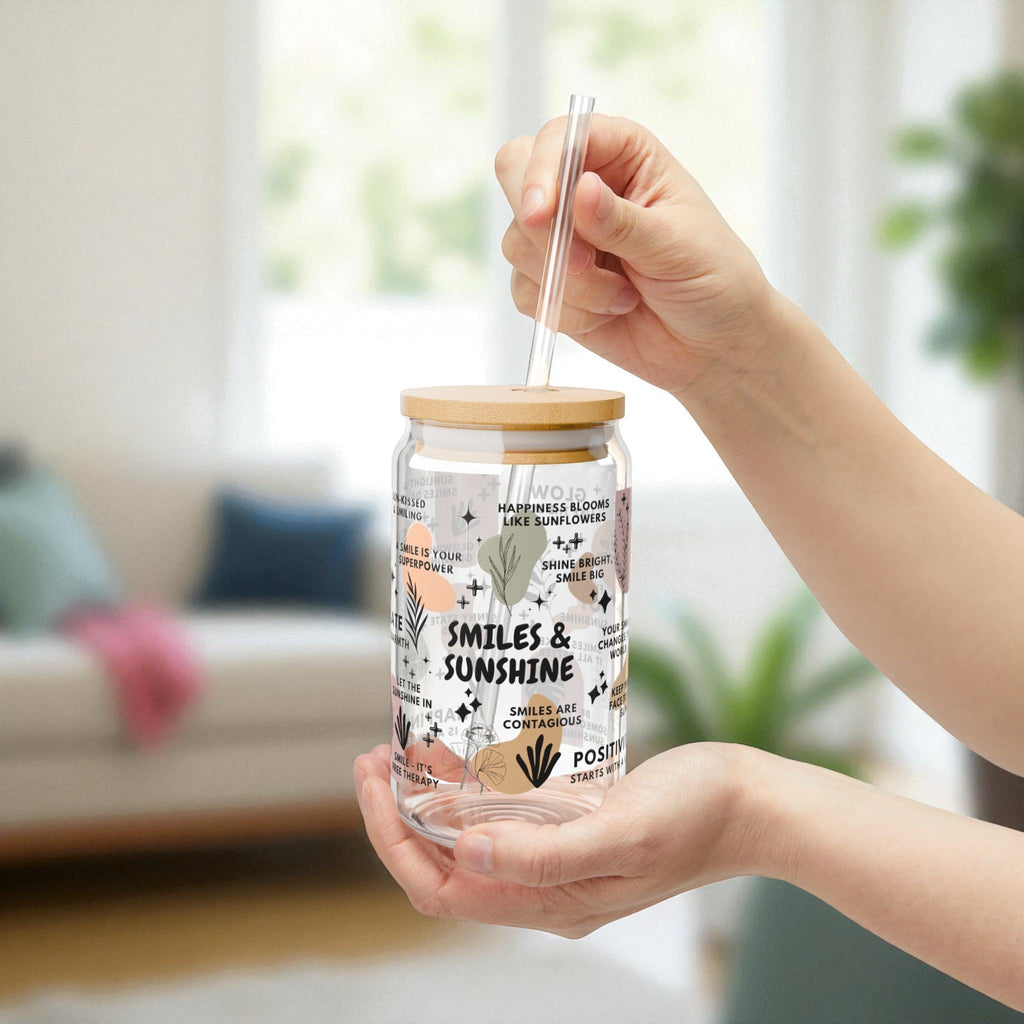 Smiles & Sunshine Glass Tumbler; 16oz
