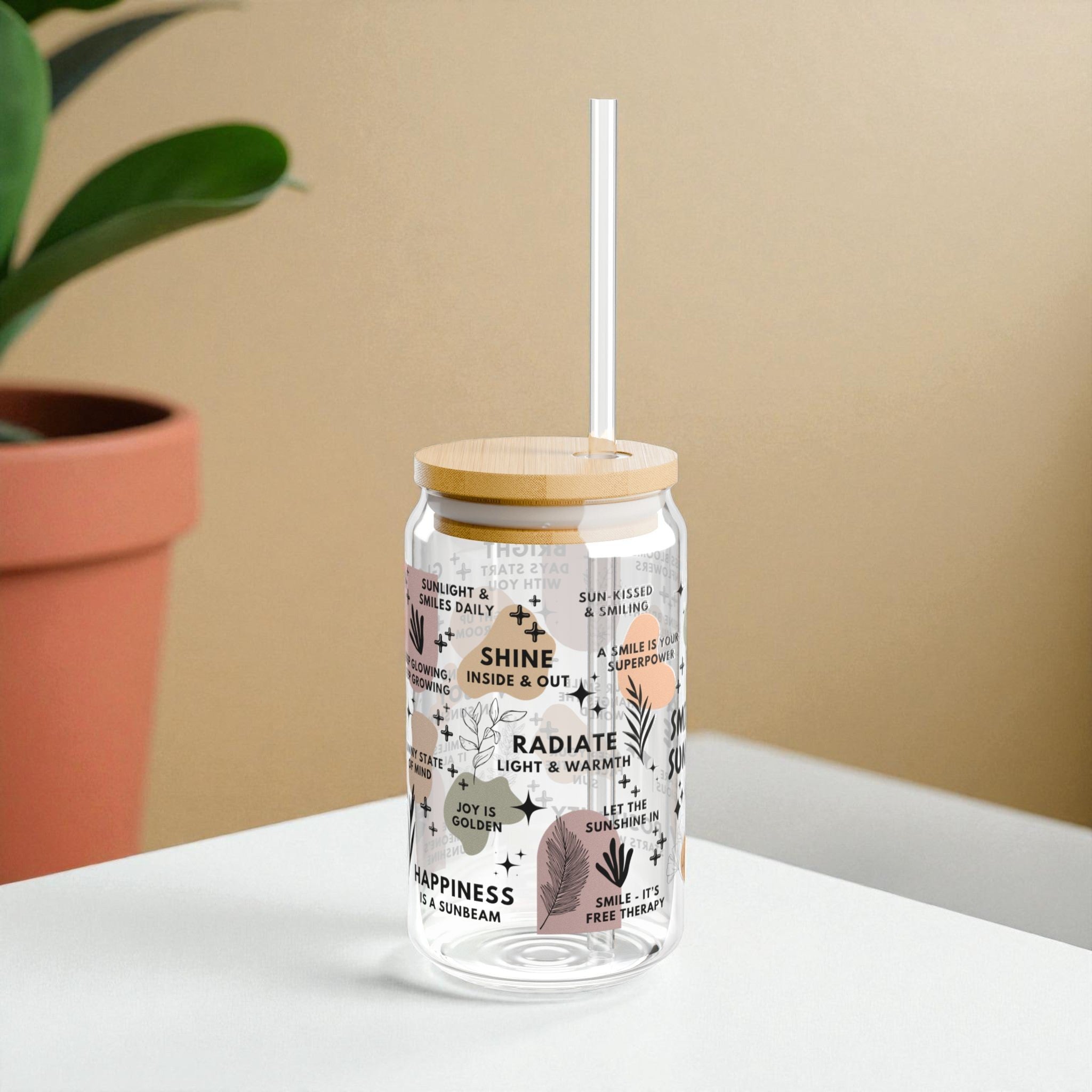 Smiles & Sunshine Glass Tumbler; 16oz