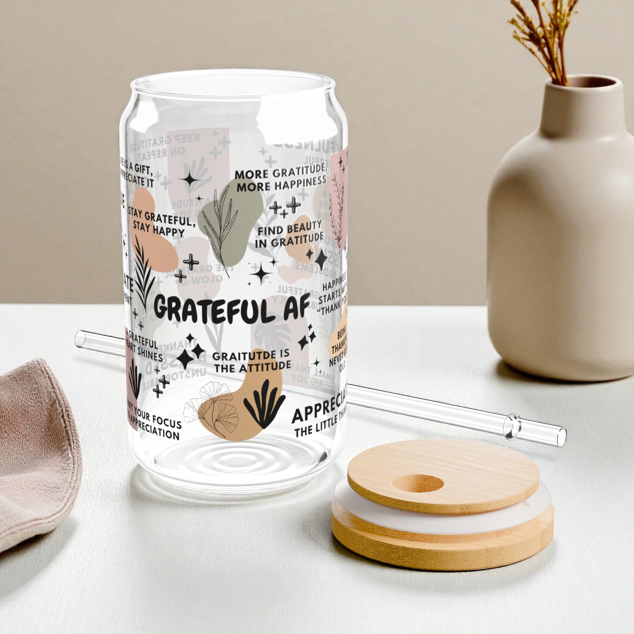 Grateful AF Glass Tumbler; 16oz