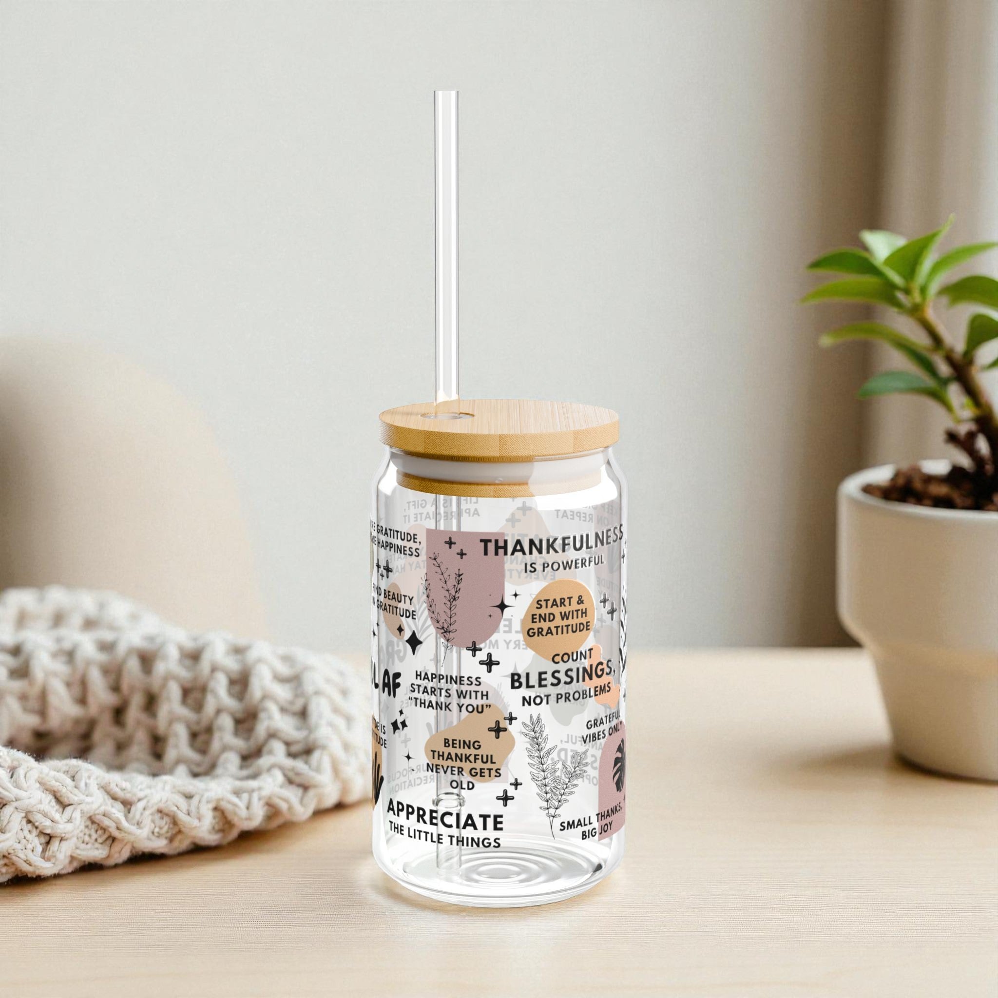 Grateful AF Glass Tumbler; 16oz