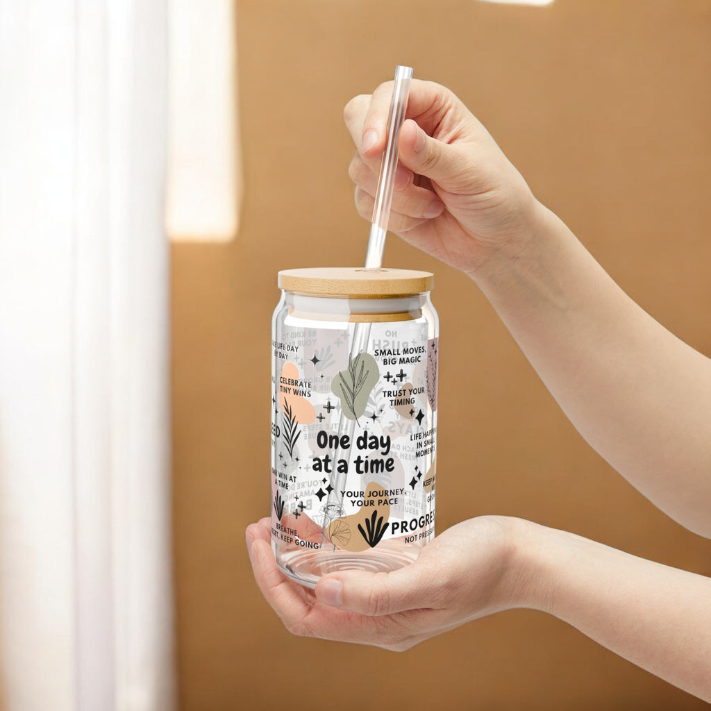 One Day at a Time Glass Tumbler; 16oz