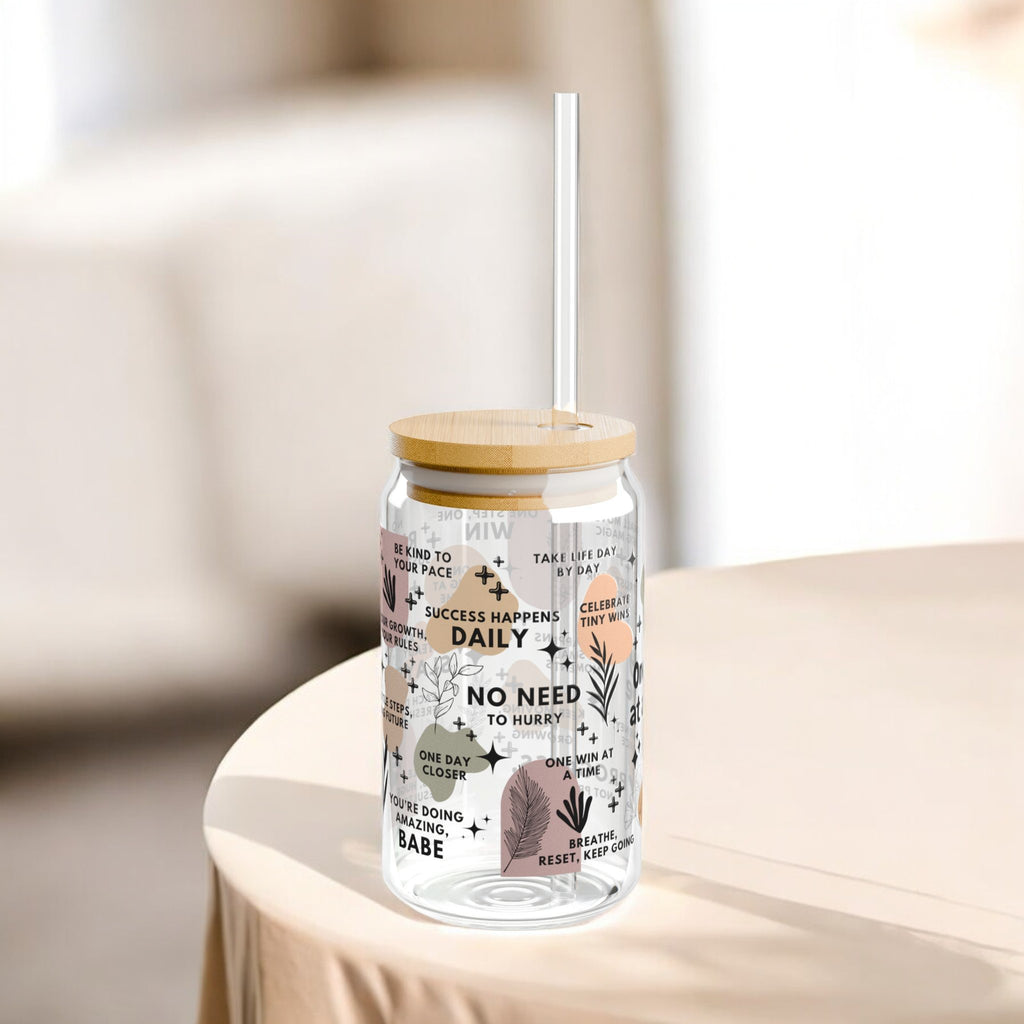 One Day at a Time Glass Tumbler; 16oz