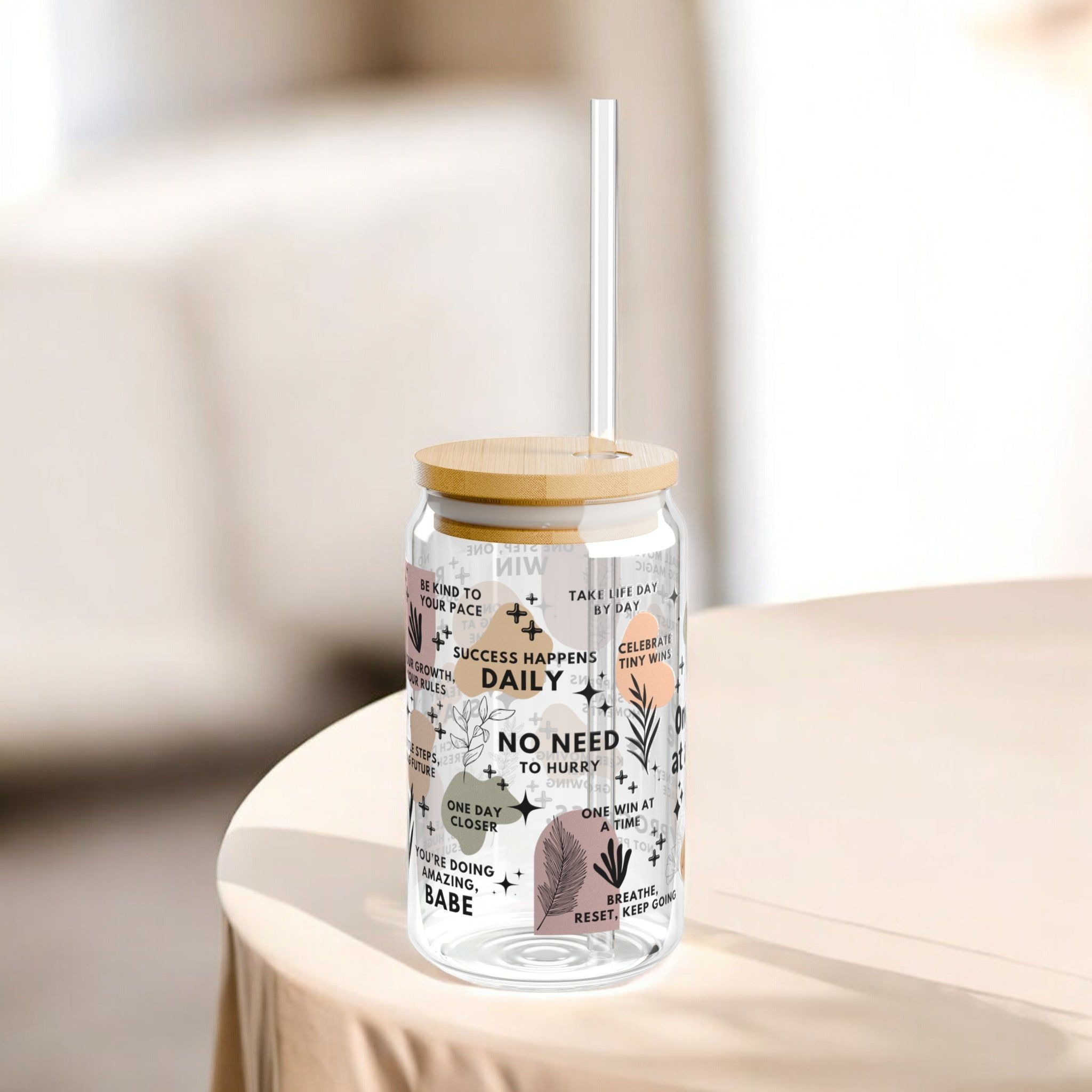 One Day at a Time Glass Tumbler; 16oz