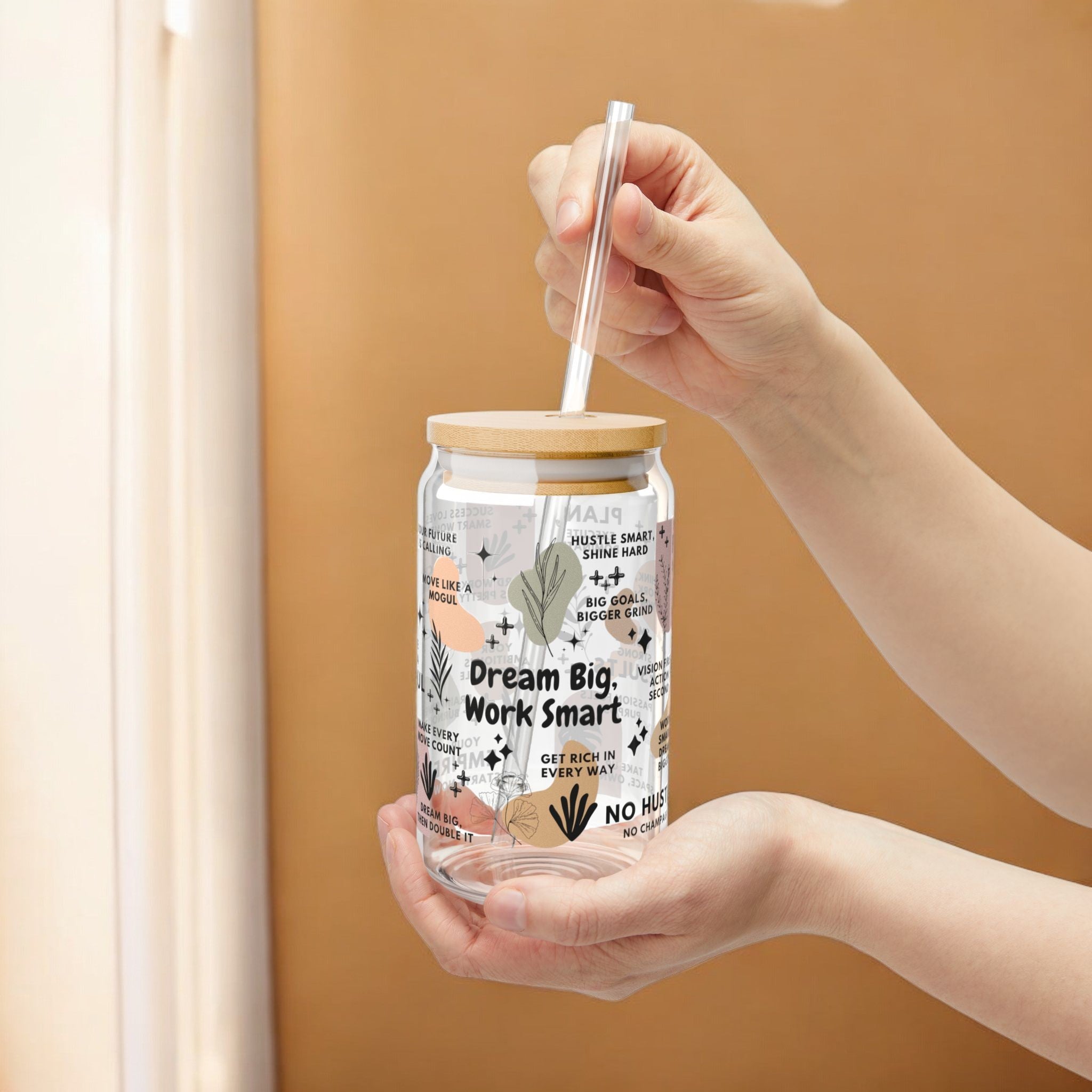 Dream Big Work Smart Glass Tumbler; 16oz