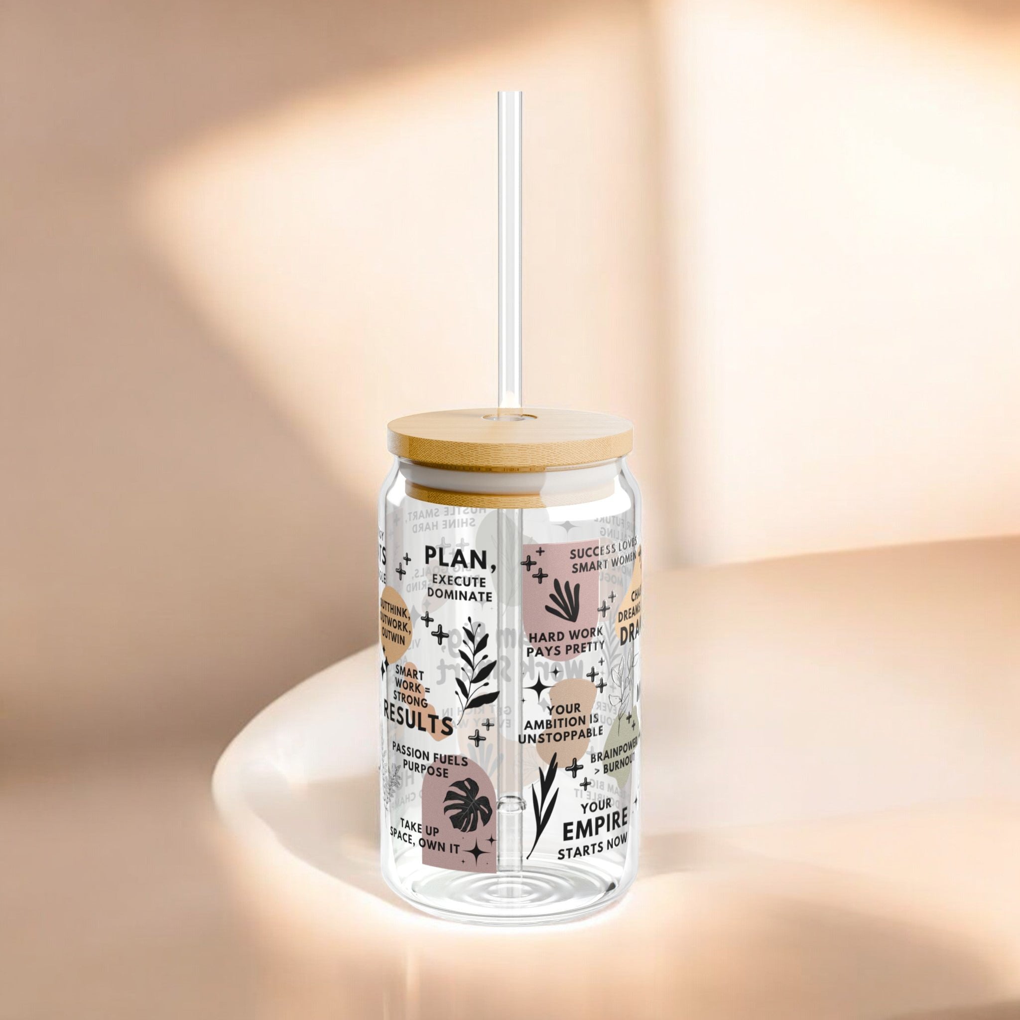 Dream Big Work Smart Glass Tumbler; 16oz