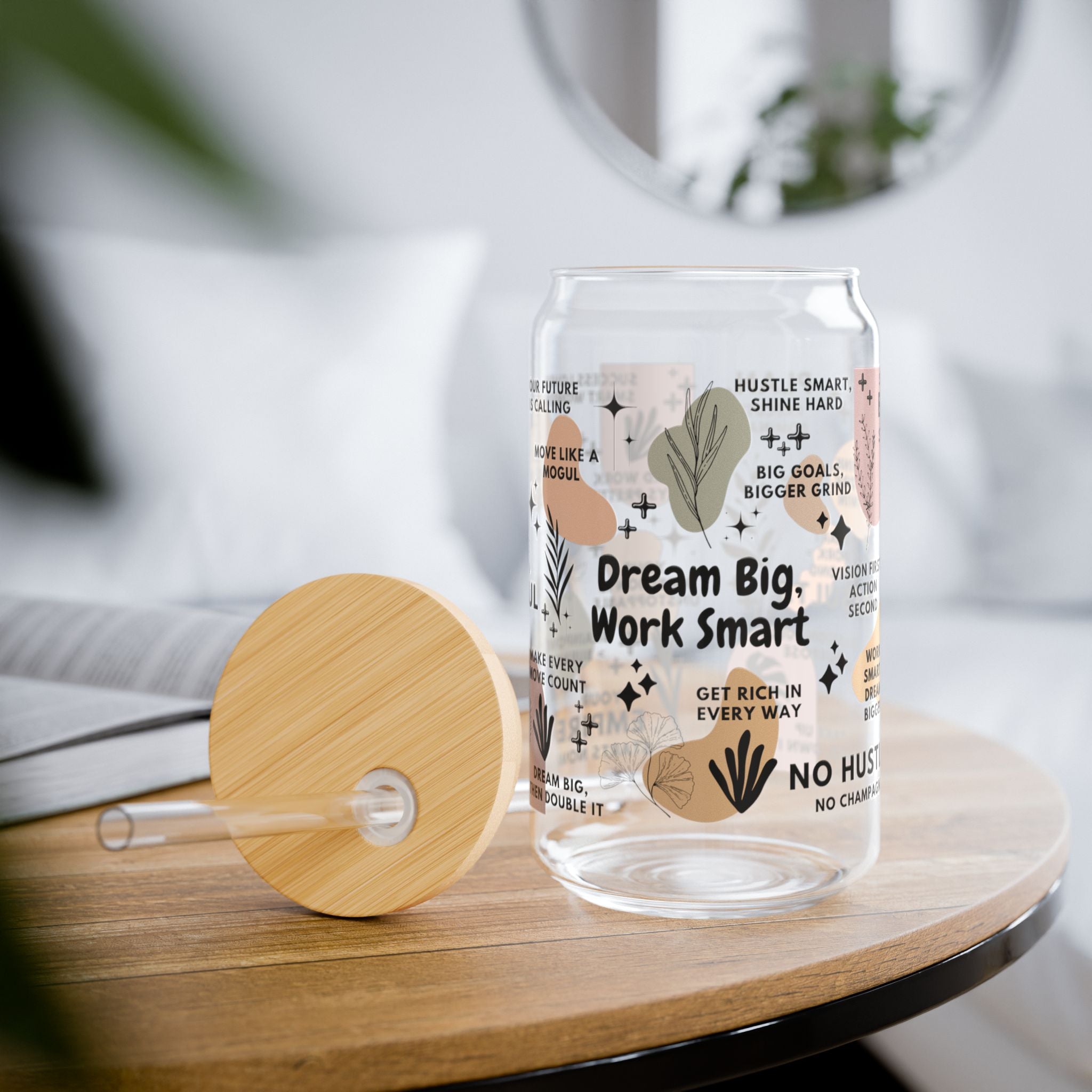 Dream Big Work Smart Glass Tumbler; 16oz