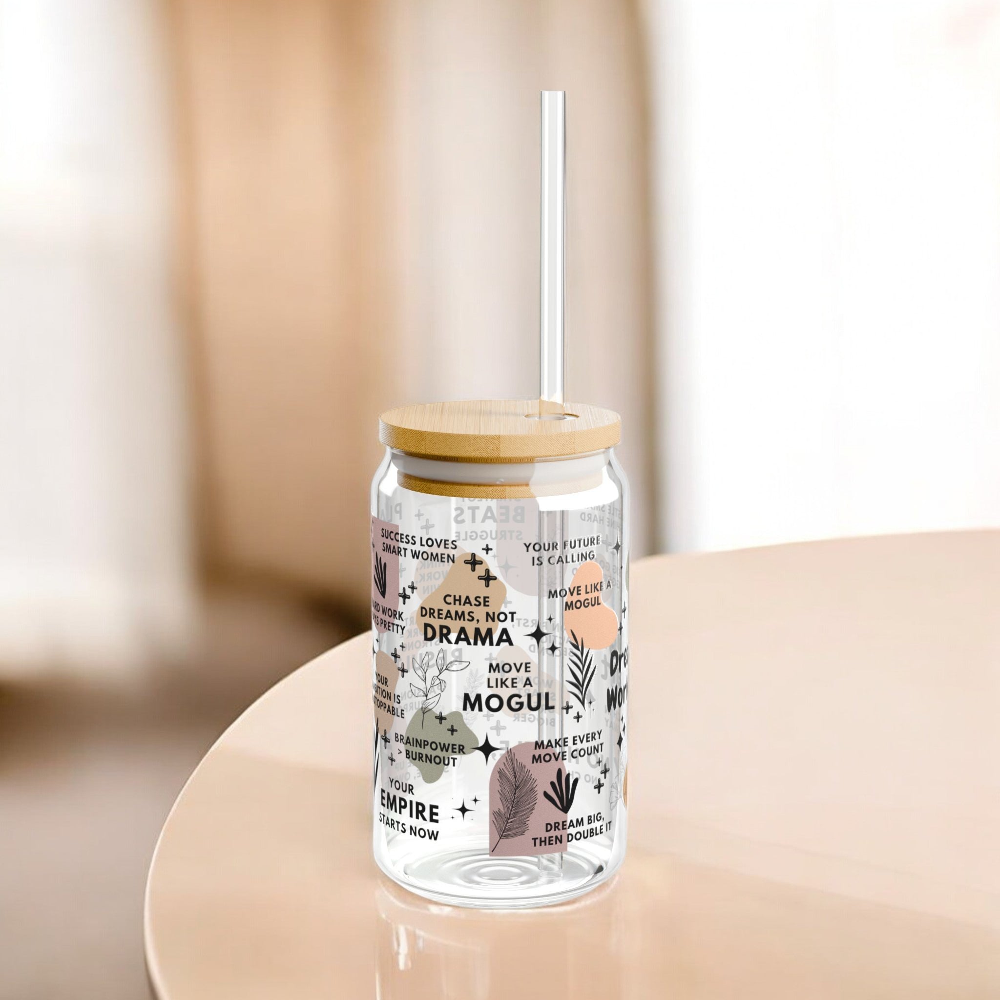 Dream Big Work Smart Glass Tumbler; 16oz